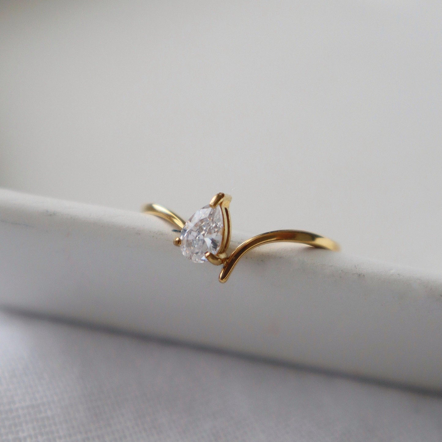 Selena Teardrop Ring | Zirconia Ring - JESSA JEWELRY | GOLD JEWELRY; dainty, affordable gold everyday jewelry. Tarnish free, water-resistant, hypoallergenic. Jewelry for everyday wear