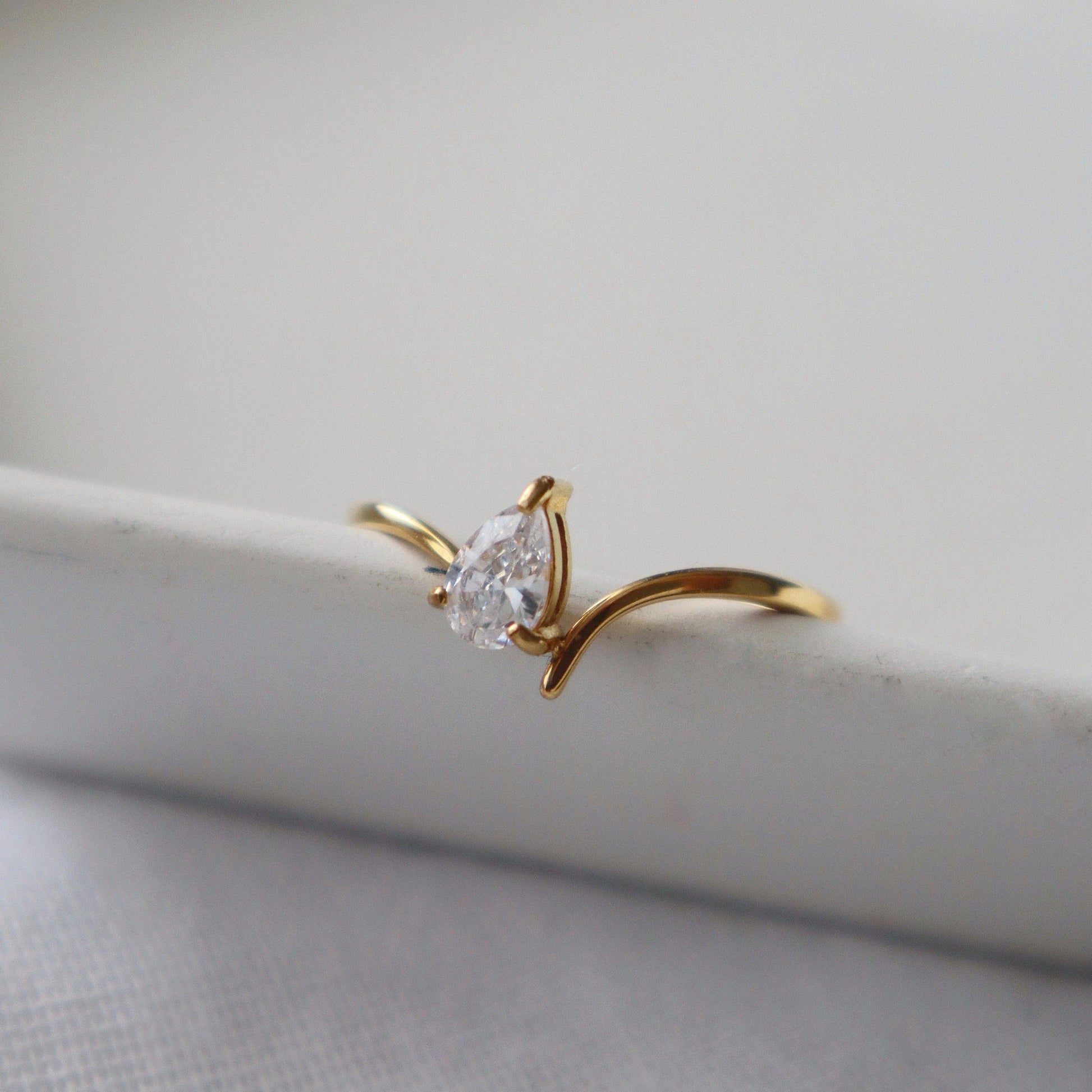 Selena Teardrop Ring | Zirconia Ring - JESSA JEWELRY | GOLD JEWELRY; dainty, affordable gold everyday jewelry. Tarnish free, water-resistant, hypoallergenic. Jewelry for everyday wear
