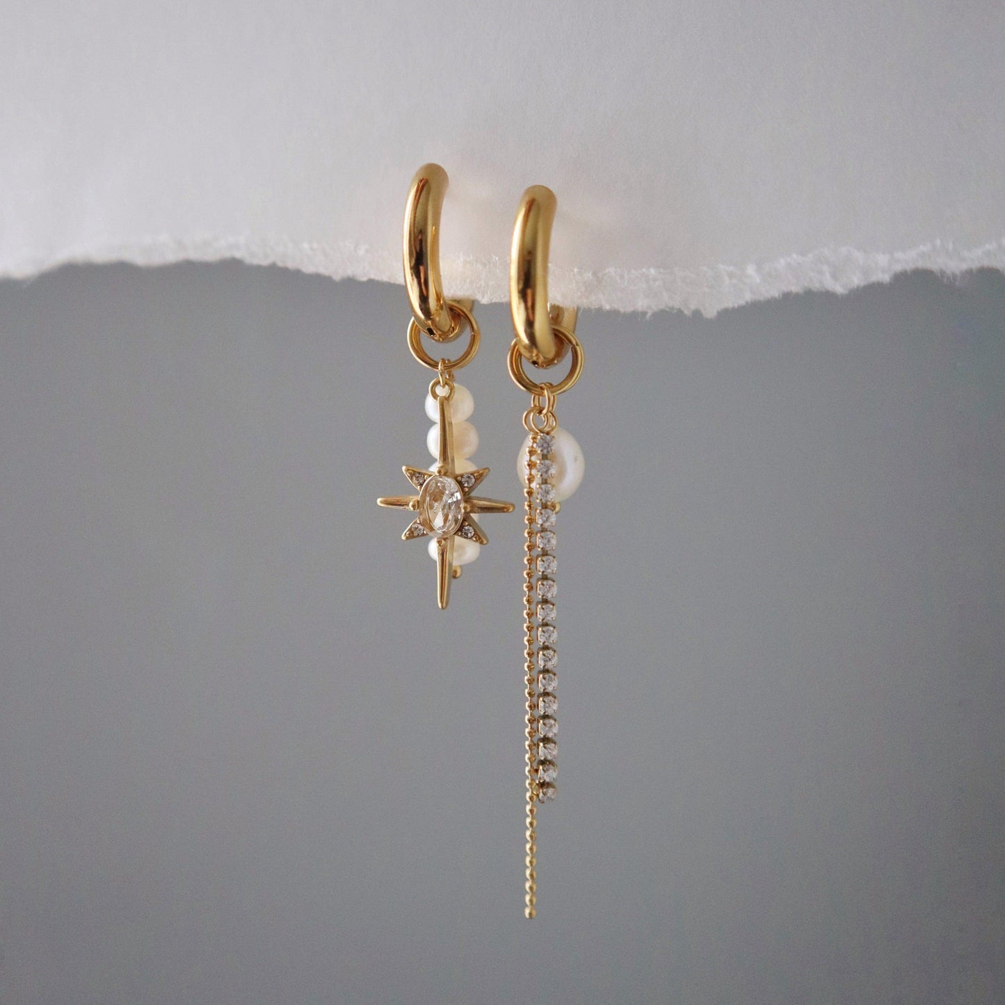 Lucia Hoops | Dangle Charm Hoops - JESSA JEWELRY | GOLD JEWELRY; dainty, affordable gold everyday jewelry. Tarnish free, water-resistant, hypoallergenic. Jewelry for everyday wear
