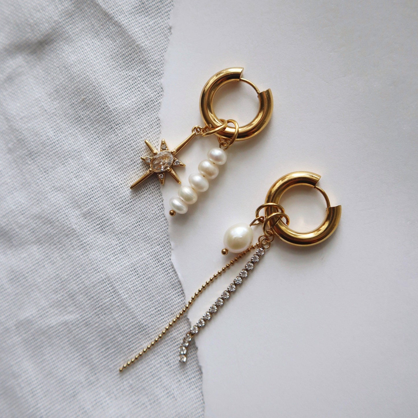 Lucia Hoops | Dangle Charm Hoops - JESSA JEWELRY | GOLD JEWELRY; dainty, affordable gold everyday jewelry. Tarnish free, water-resistant, hypoallergenic. Jewelry for everyday wear