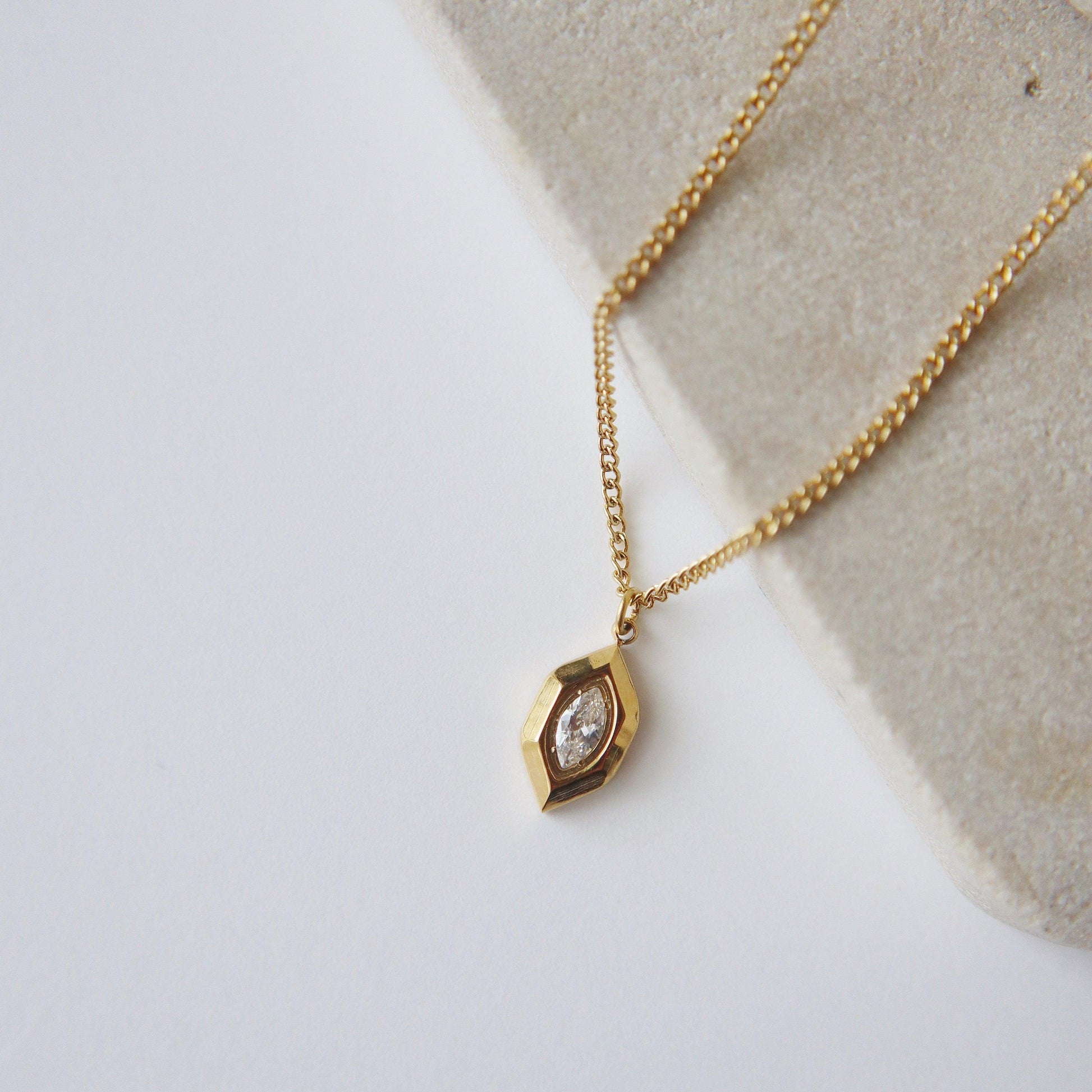 Marlow Marquise Necklace - JESSA JEWELRY | GOLD JEWELRY; dainty, affordable gold everyday jewelry. Tarnish free, water-resistant, hypoallergenic. Jewelry for everyday wear