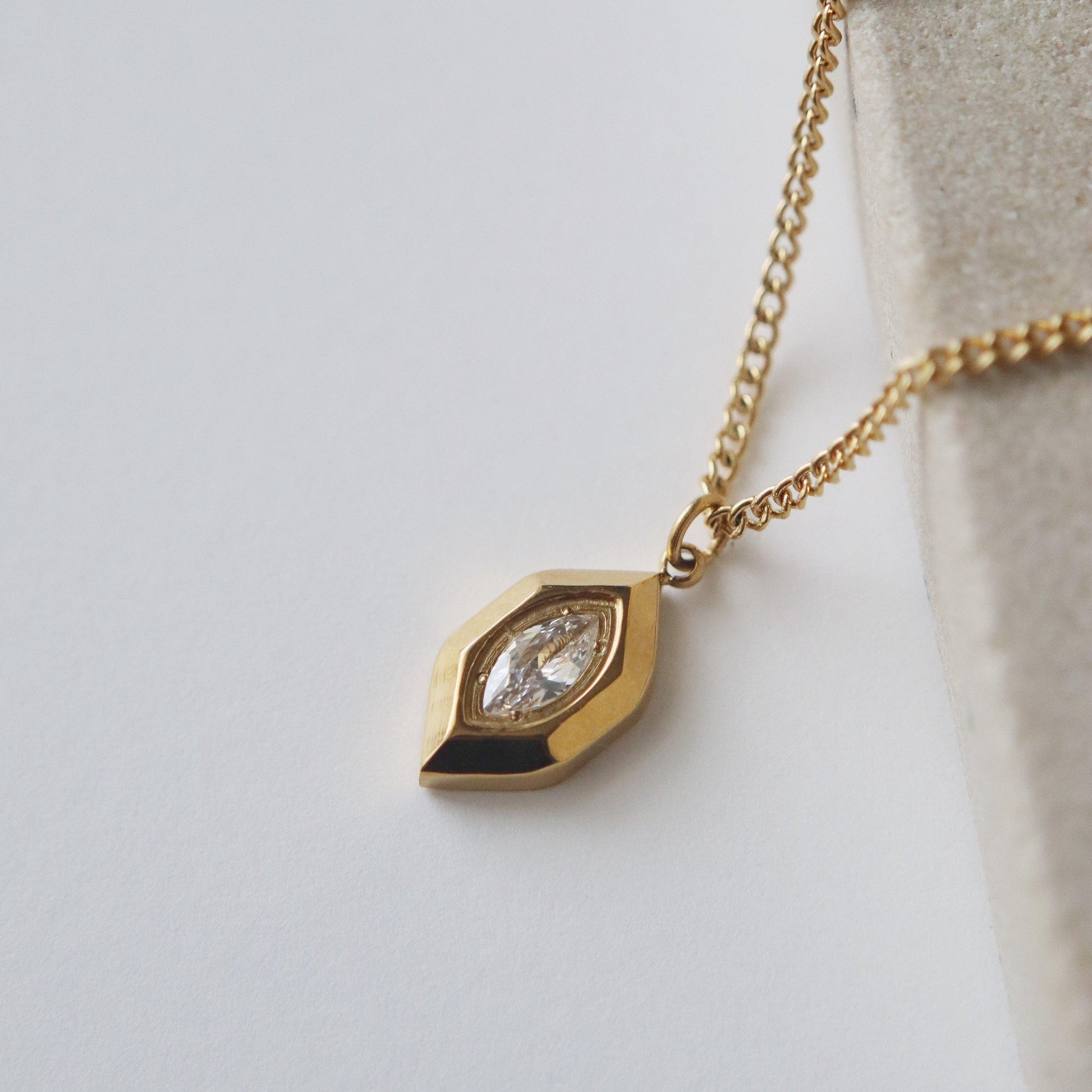Marlow Marquise Necklace - JESSA JEWELRY | GOLD JEWELRY; dainty, affordable gold everyday jewelry. Tarnish free, water-resistant, hypoallergenic. Jewelry for everyday wear