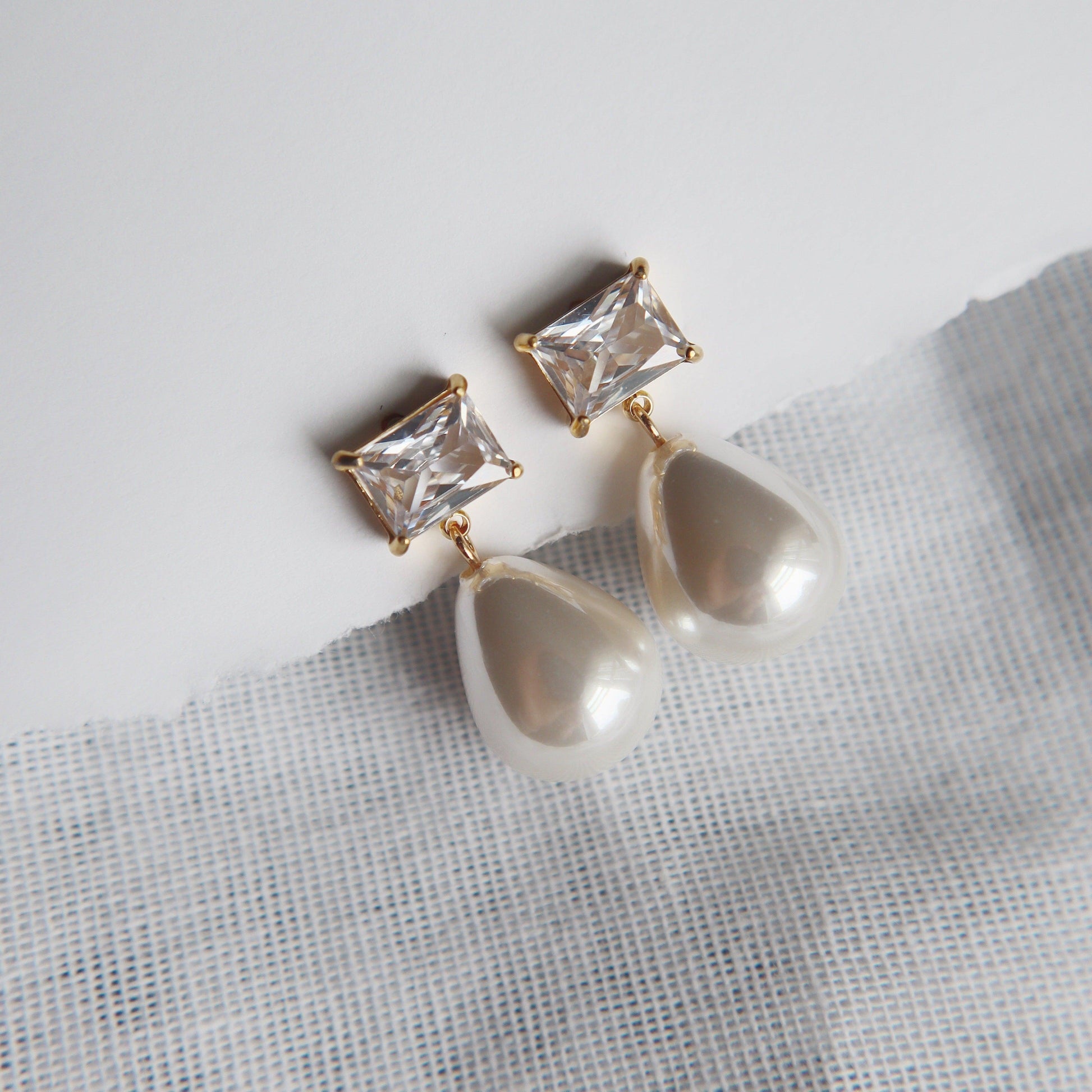 June Earrings | Elegant Pearl Earrings - JESSA JEWELRY | GOLD JEWELRY; dainty, affordable gold everyday jewelry. Tarnish free, water-resistant, hypoallergenic. Jewelry for everyday wear