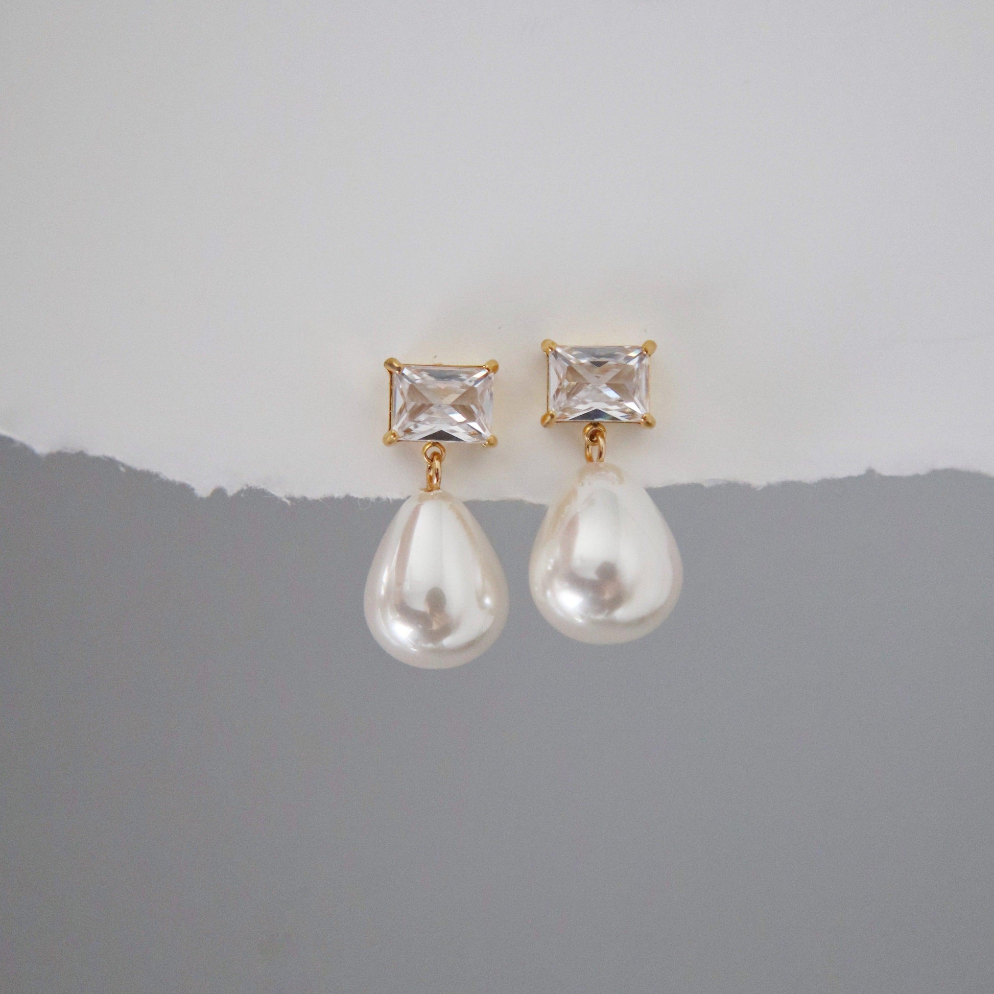 June Earrings | Elegant Pearl Earrings - JESSA JEWELRY | GOLD JEWELRY; dainty, affordable gold everyday jewelry. Tarnish free, water-resistant, hypoallergenic. Jewelry for everyday wear