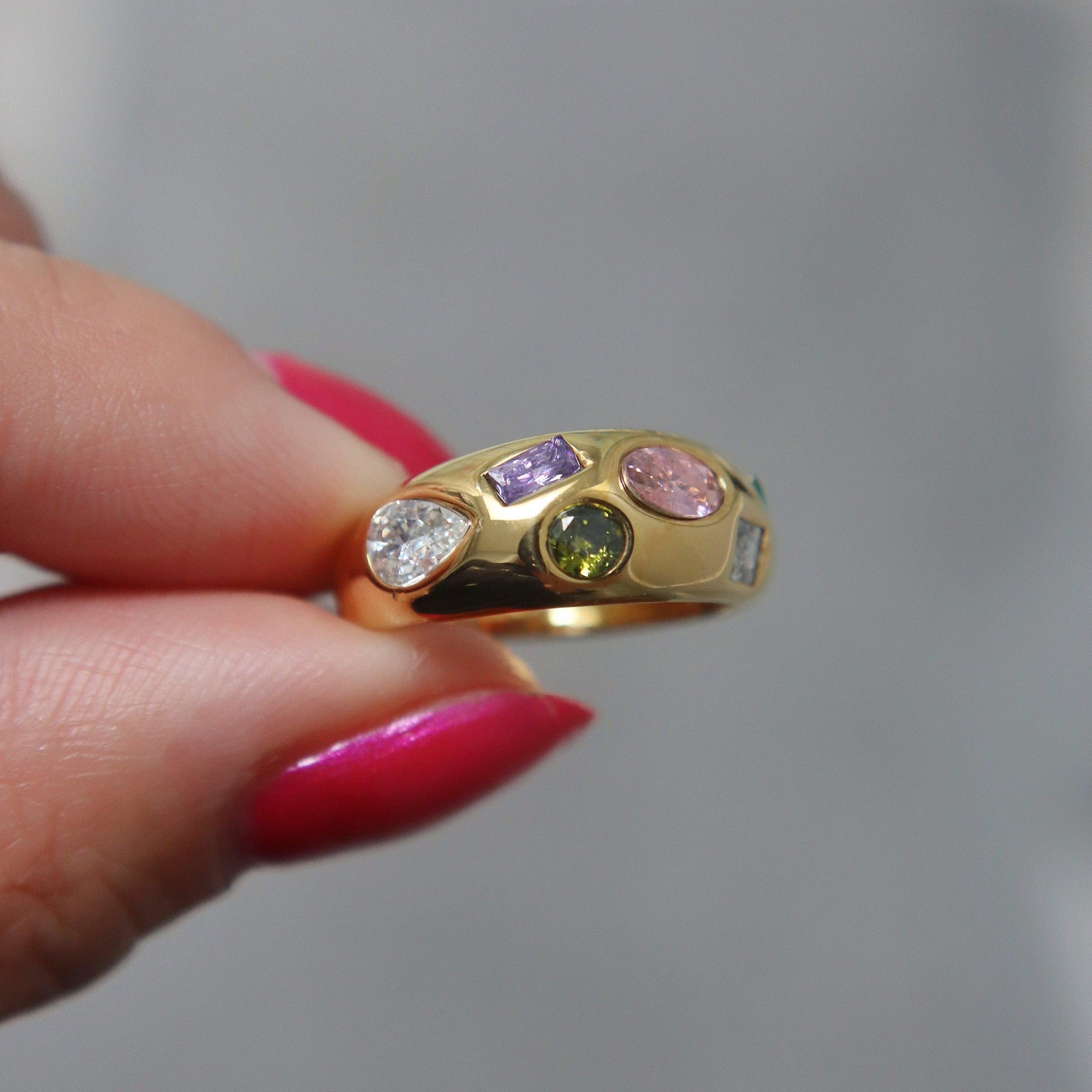 Mosaic Ring | Multicolor Gem Ring - JESSA JEWELRY | GOLD JEWELRY; dainty, affordable gold everyday jewelry. Tarnish free, water-resistant, hypoallergenic. Jewelry for everyday wear
