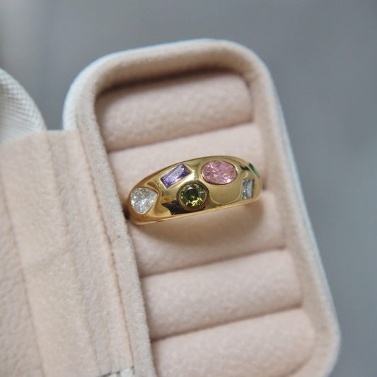Mosaic Ring | Multicolor Gem Ring - JESSA JEWELRY | GOLD JEWELRY; dainty, affordable gold everyday jewelry. Tarnish free, water-resistant, hypoallergenic. Jewelry for everyday wear