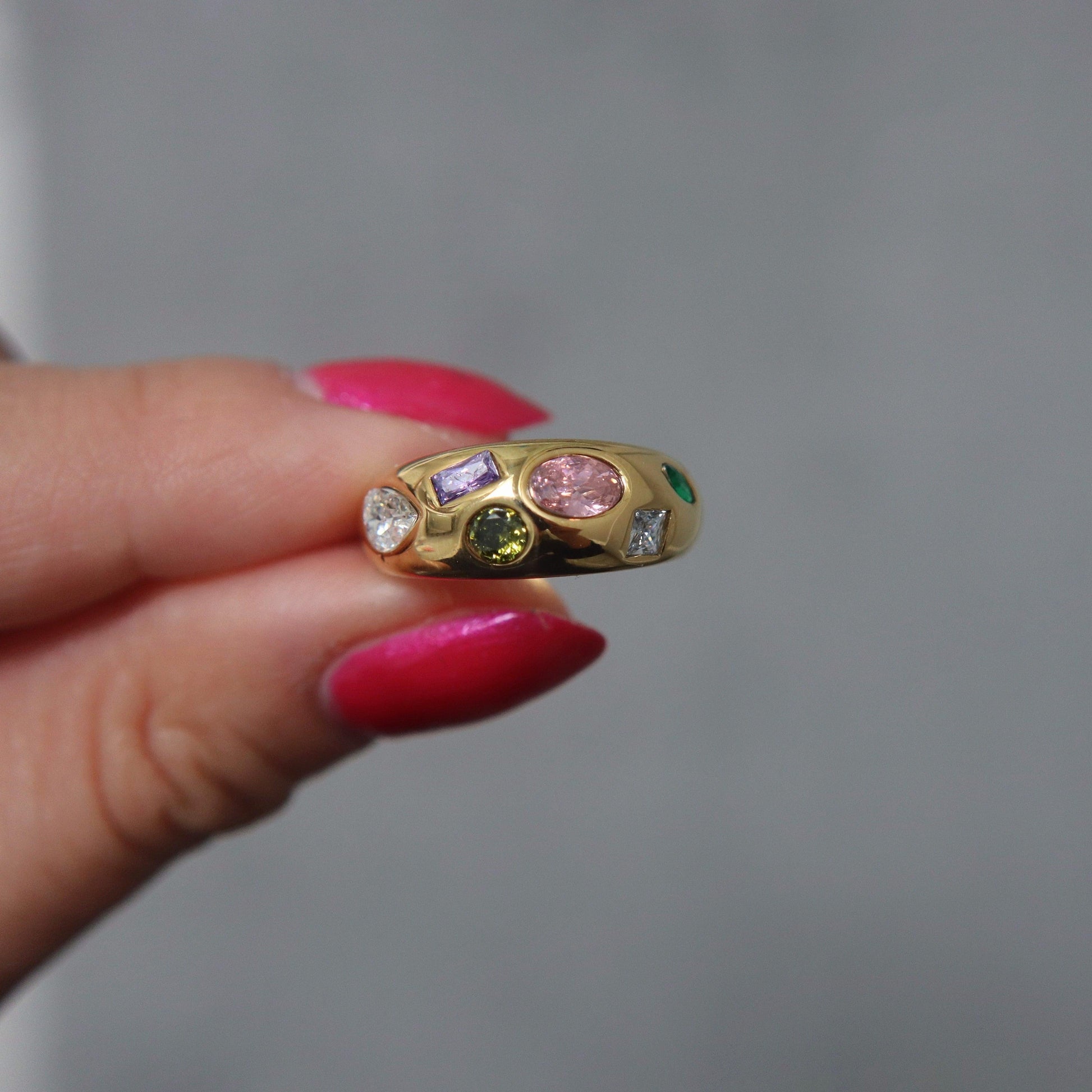 Mosaic Ring | Multicolor Gem Ring - JESSA JEWELRY | GOLD JEWELRY; dainty, affordable gold everyday jewelry. Tarnish free, water-resistant, hypoallergenic. Jewelry for everyday wear