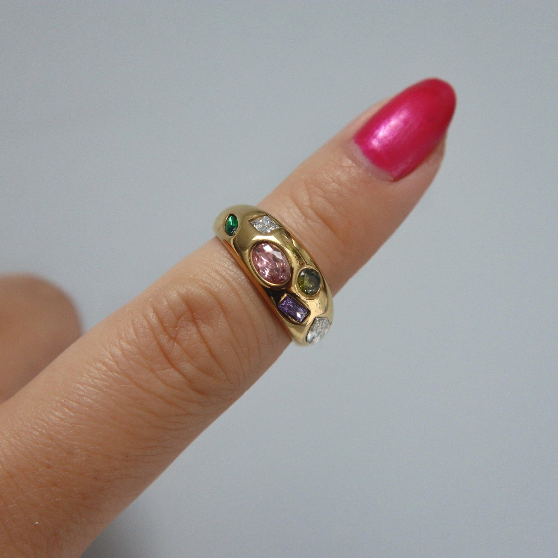 Mosaic Ring | Multicolor Gem Ring - JESSA JEWELRY | GOLD JEWELRY; dainty, affordable gold everyday jewelry. Tarnish free, water-resistant, hypoallergenic. Jewelry for everyday wear