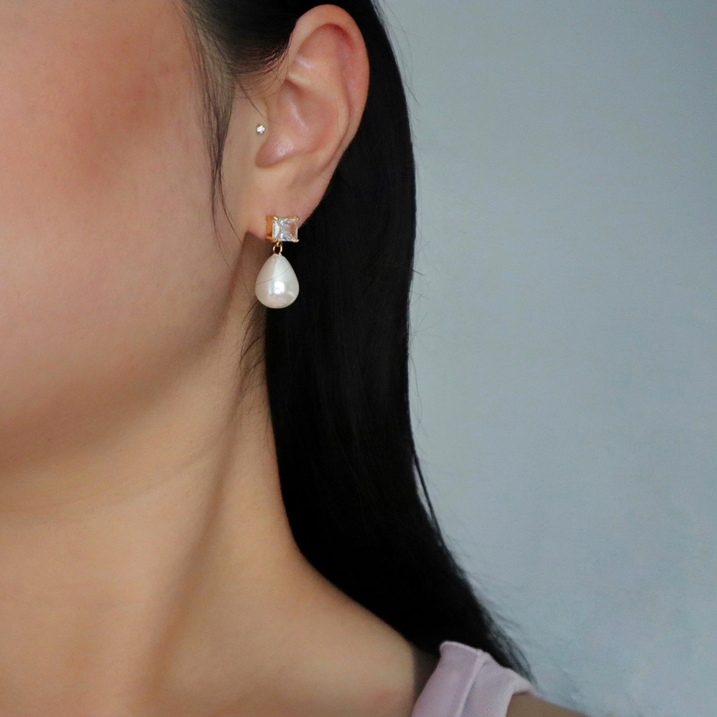 June Earrings | Elegant Pearl Earrings - JESSA JEWELRY | GOLD JEWELRY; dainty, affordable gold everyday jewelry. Tarnish free, water-resistant, hypoallergenic. Jewelry for everyday wear