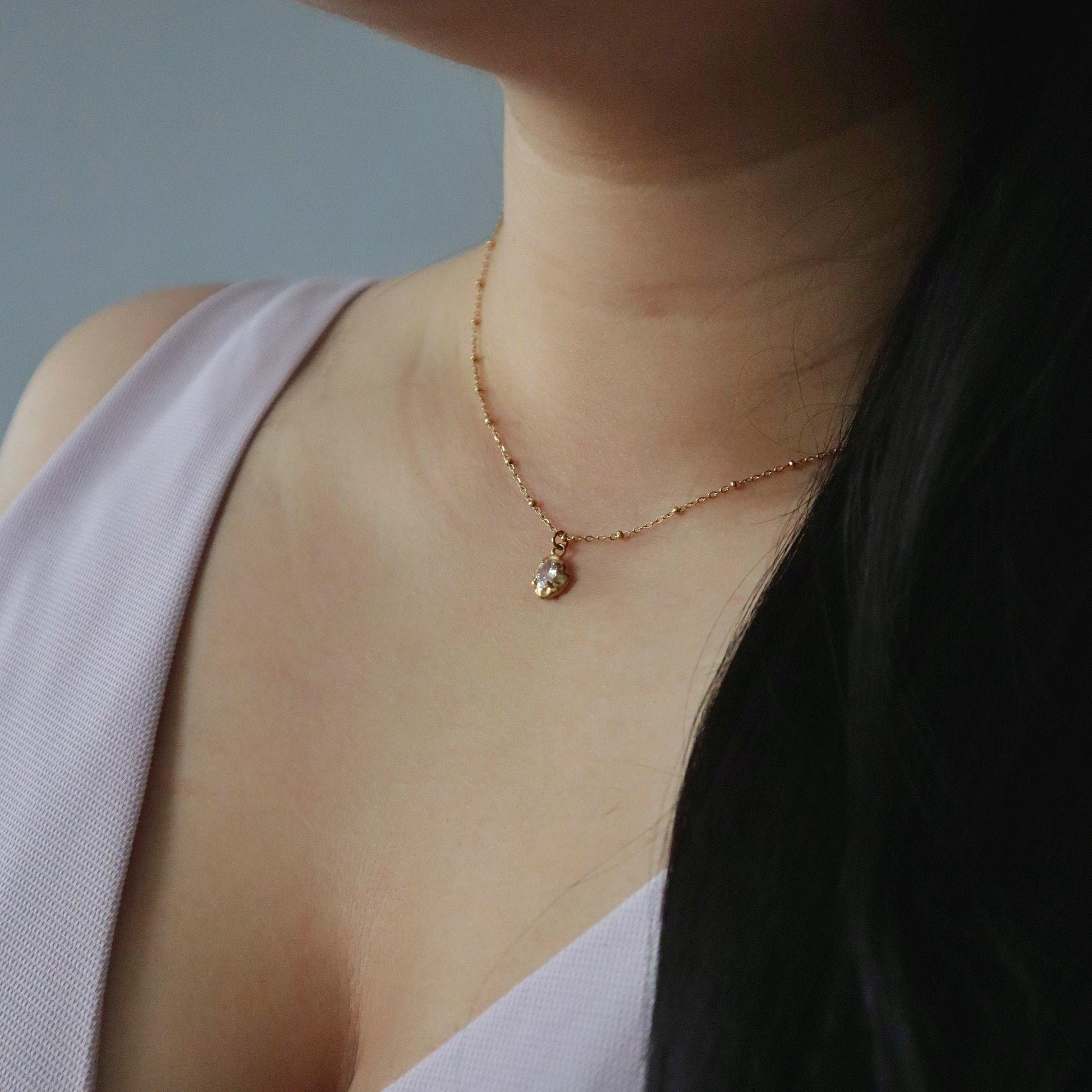 Raina Pebble Necklace | Pendant Necklace - JESSA JEWELRY | GOLD JEWELRY; dainty, affordable gold everyday jewelry. Tarnish free, water-resistant, hypoallergenic. Jewelry for everyday wear