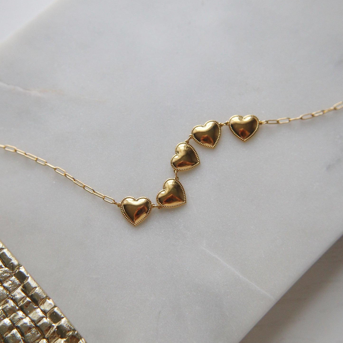 Hearts of Gold Necklace - JESSA JEWELRY | GOLD JEWELRY; dainty, affordable gold everyday jewelry. Tarnish free, water-resistant, hypoallergenic. Jewelry for everyday wear