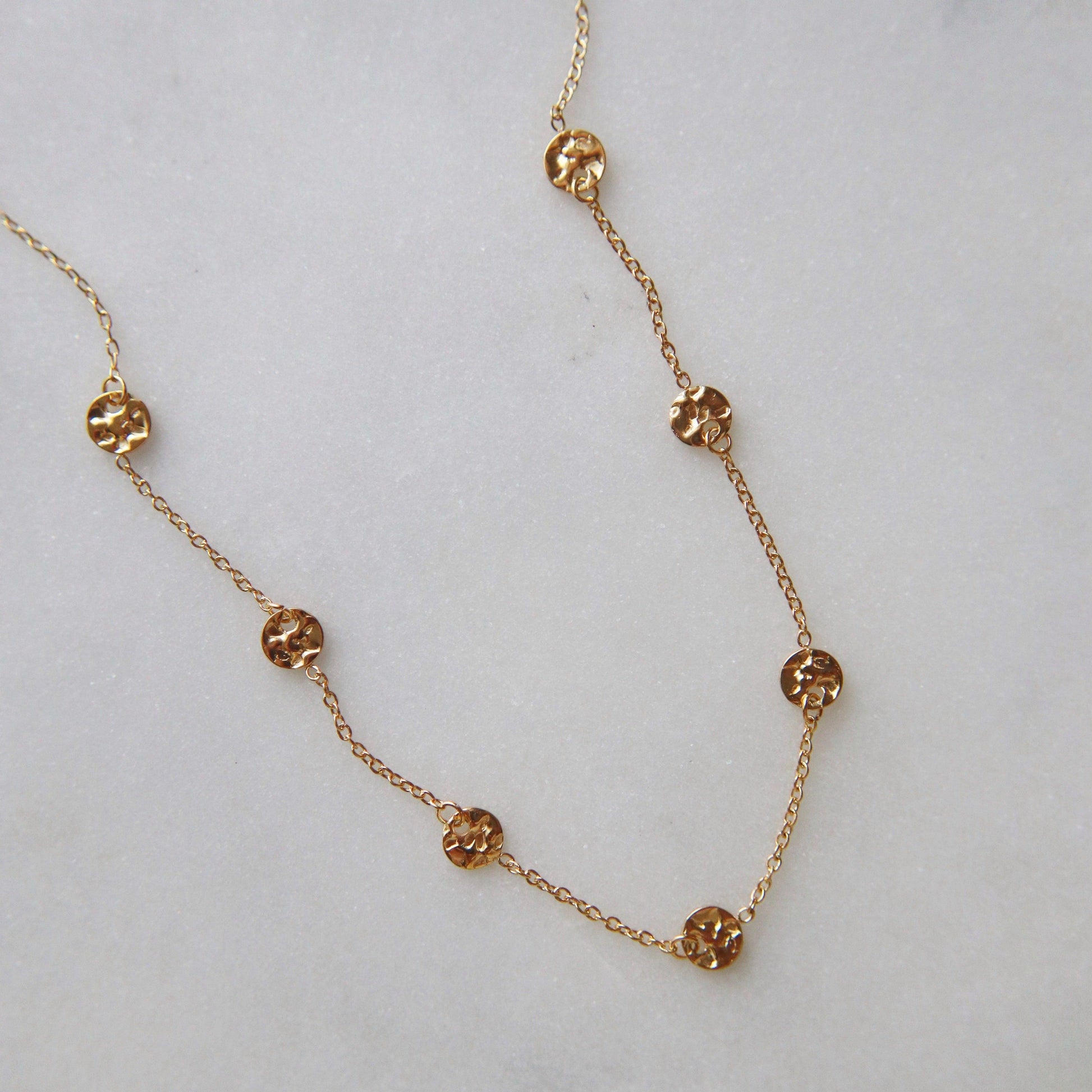 Hammered Disc Necklace - JESSA JEWELRY | GOLD JEWELRY; dainty, affordable gold everyday jewelry. Tarnish free, water-resistant, hypoallergenic. Jewelry for everyday wear