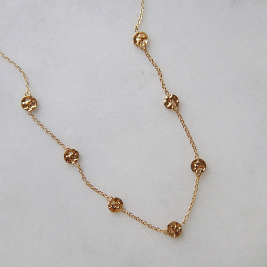 Hammered Disc Necklace - JESSA JEWELRY | GOLD JEWELRY; dainty, affordable gold everyday jewelry. Tarnish free, water-resistant, hypoallergenic. Jewelry for everyday wear
