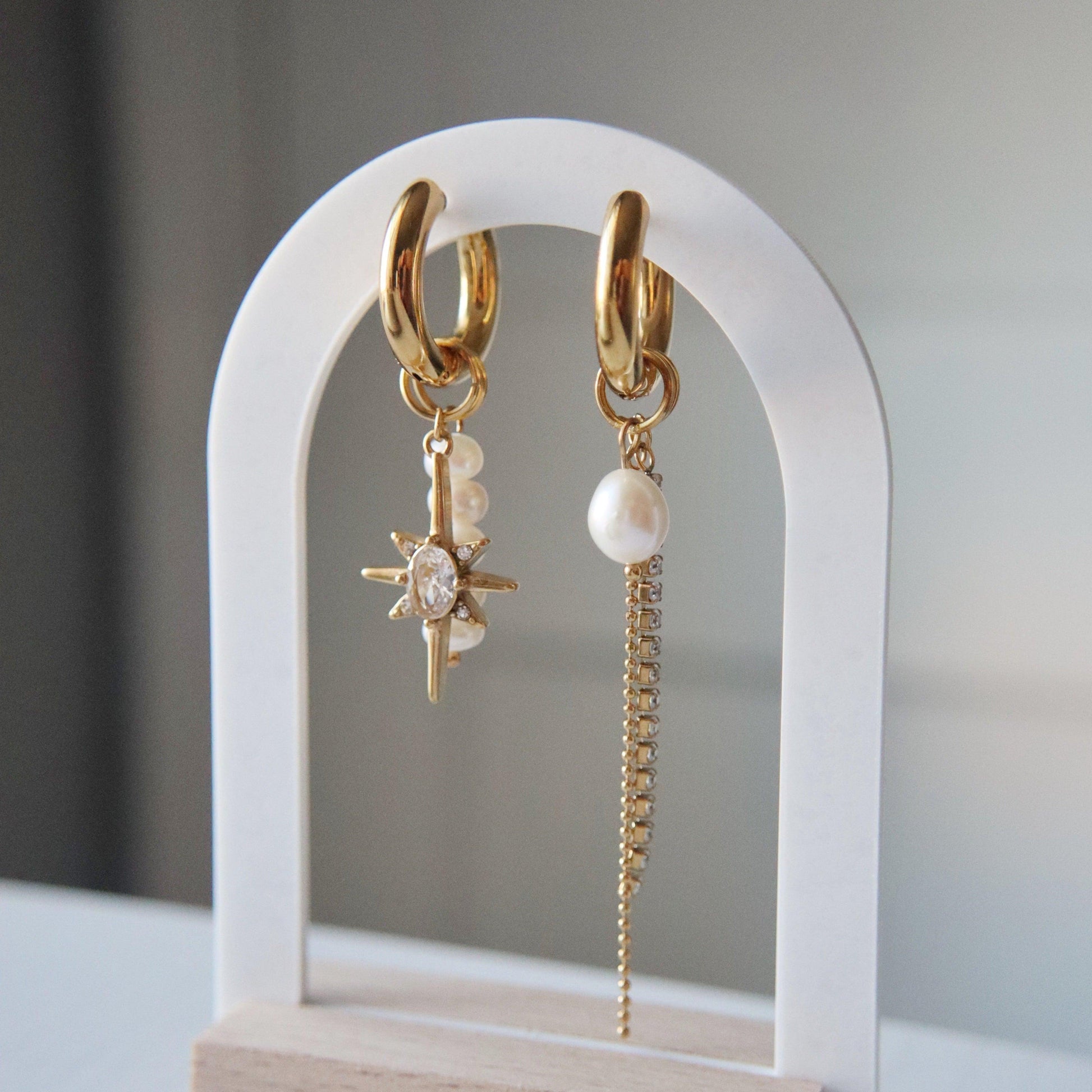 Lucia Hoops | Dangle Charm Hoops - JESSA JEWELRY | GOLD JEWELRY; dainty, affordable gold everyday jewelry. Tarnish free, water-resistant, hypoallergenic. Jewelry for everyday wear