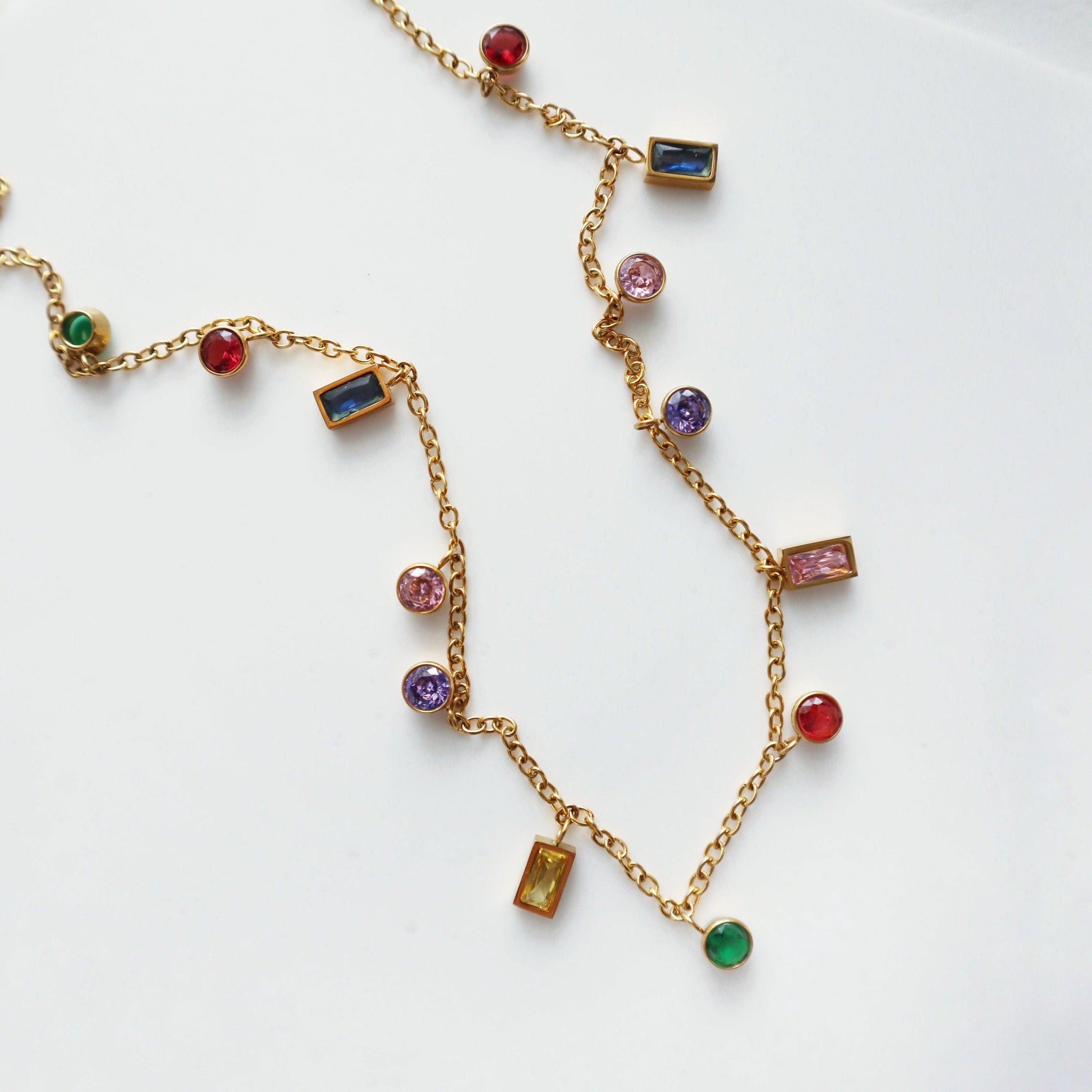 Kahlea Necklace | Multicolor Gem Necklace - JESSA JEWELRY | GOLD JEWELRY; dainty, affordable gold everyday jewelry. Tarnish free, water-resistant, hypoallergenic. Jewelry for everyday wear