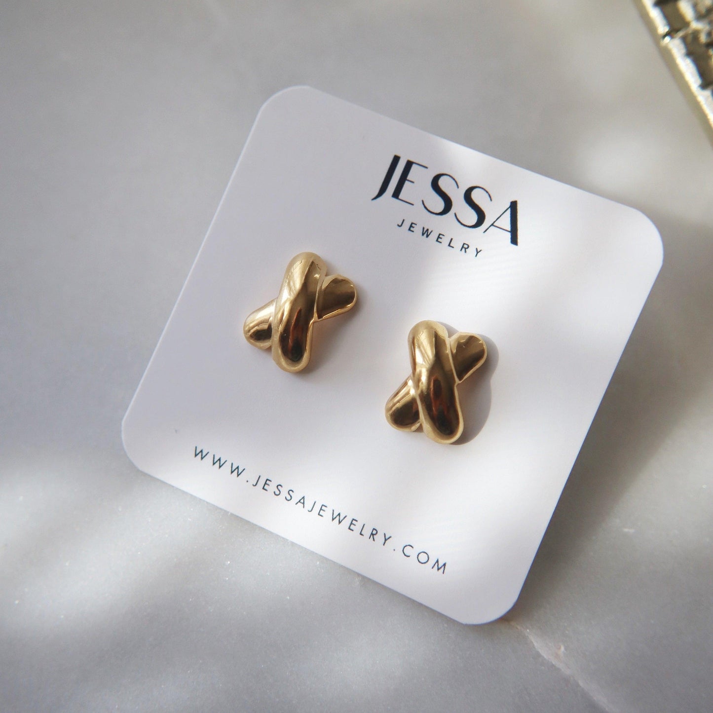Puffy XX Earrings - JESSA JEWELRY | GOLD JEWELRY; dainty, affordable gold everyday jewelry. Tarnish free, water-resistant, hypoallergenic. Jewelry for everyday wear