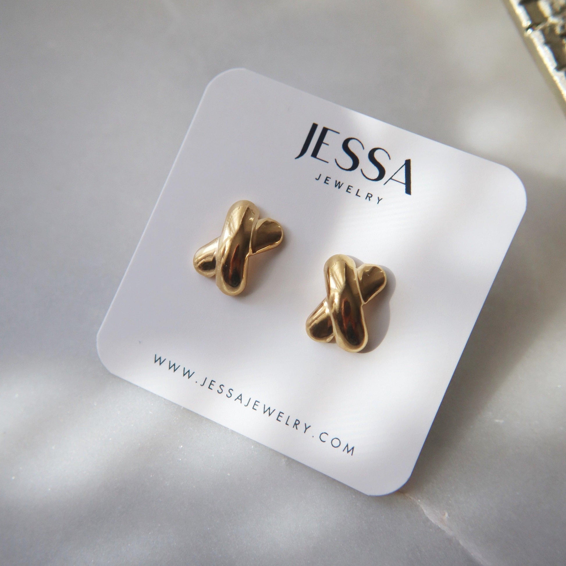 Puffy XX Earrings - JESSA JEWELRY | GOLD JEWELRY; dainty, affordable gold everyday jewelry. Tarnish free, water-resistant, hypoallergenic. Jewelry for everyday wear