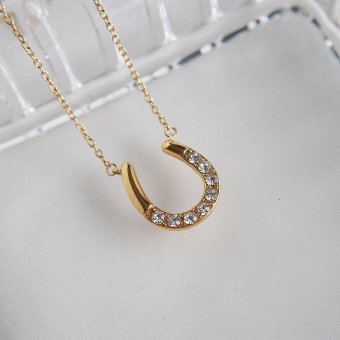 Horseshoe Necklace | Pendant Necklace - JESSA JEWELRY | GOLD JEWELRY; dainty, affordable gold everyday jewelry. Tarnish free, water-resistant, hypoallergenic. Jewelry for everyday wear