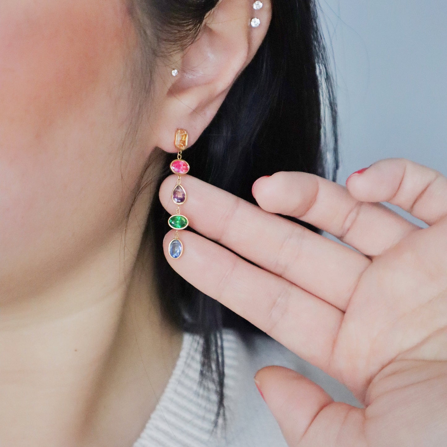 Leilani Dangle Earrings | Multicolor Zircon Earrings
