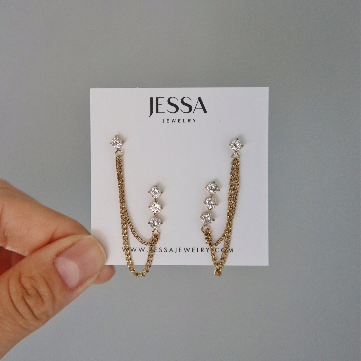 Brianne Double Piercing Chain Earrings