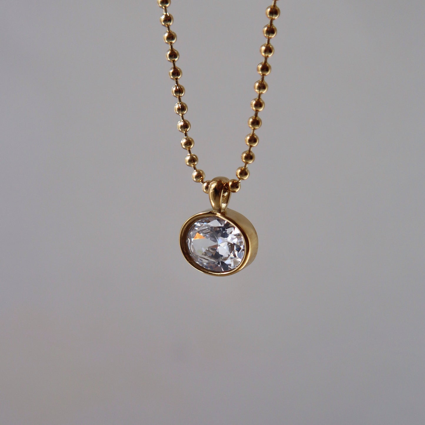 Rumi Necklace | Oval CZ Pendant Necklace