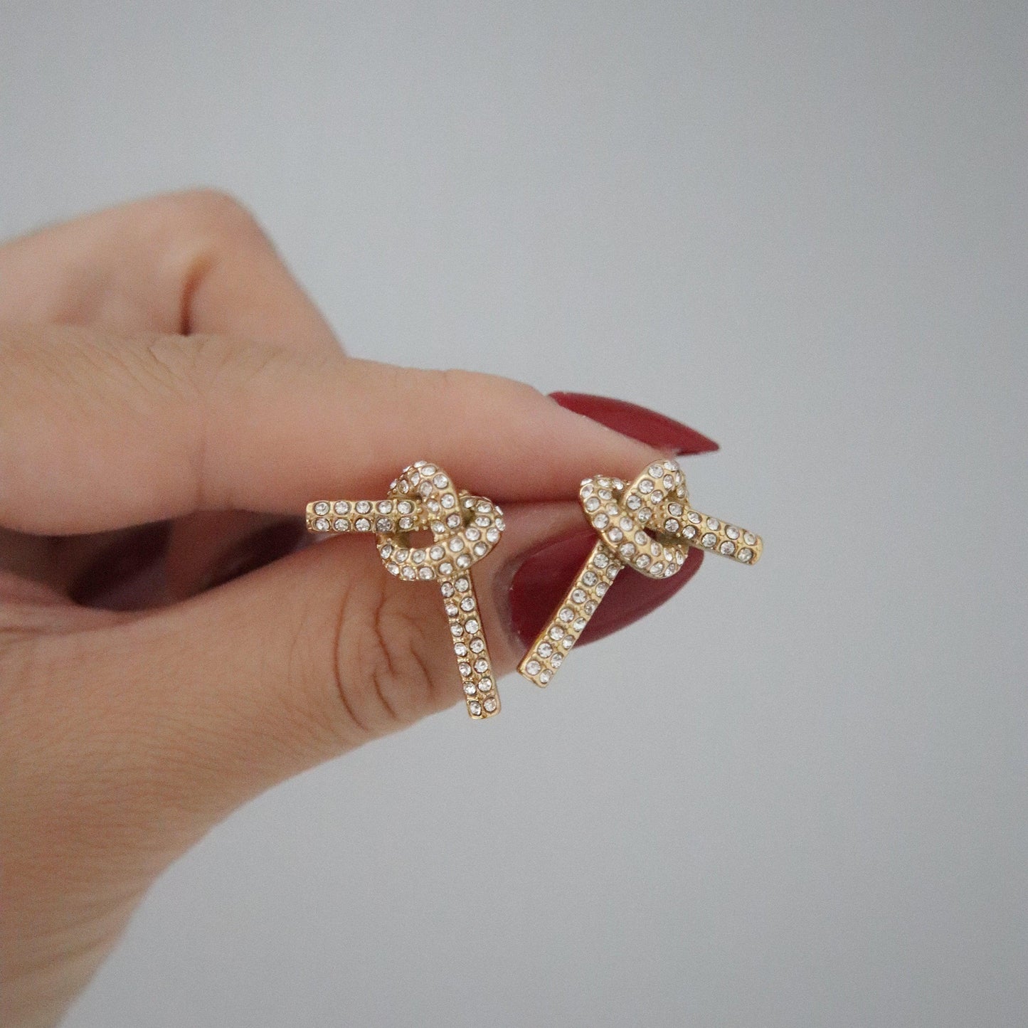 CZ Pave Knotted Earrings - JESSA JEWELRY | GOLD JEWELRY; dainty, affordable gold everyday jewelry. Tarnish free, water-resistant, hypoallergenic. Jewelry for everyday wear