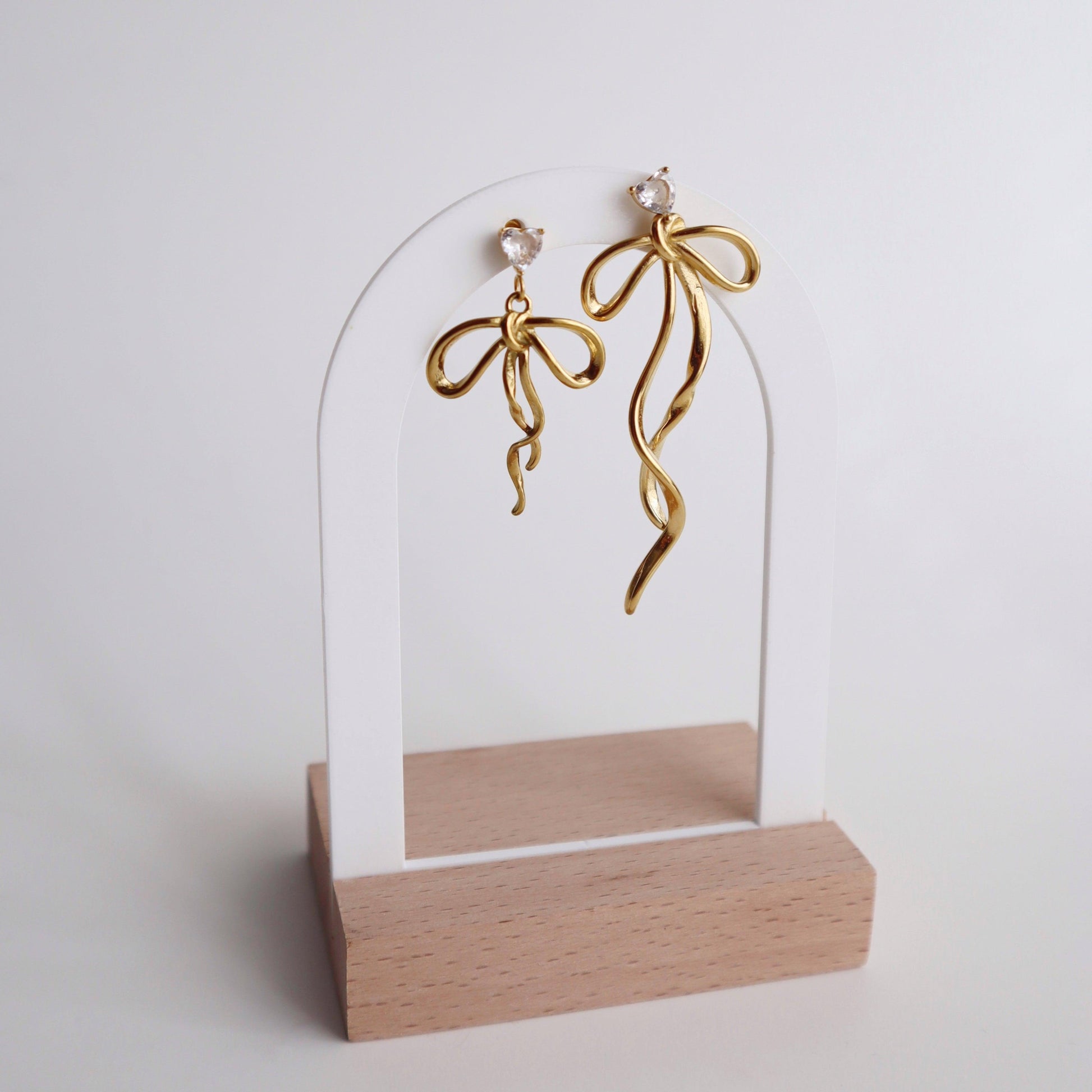Keira Bow Dangle Earrings - JESSA JEWELRY | GOLD JEWELRY; dainty, affordable gold everyday jewelry. Tarnish free, water-resistant, hypoallergenic. Jewelry for everyday wear