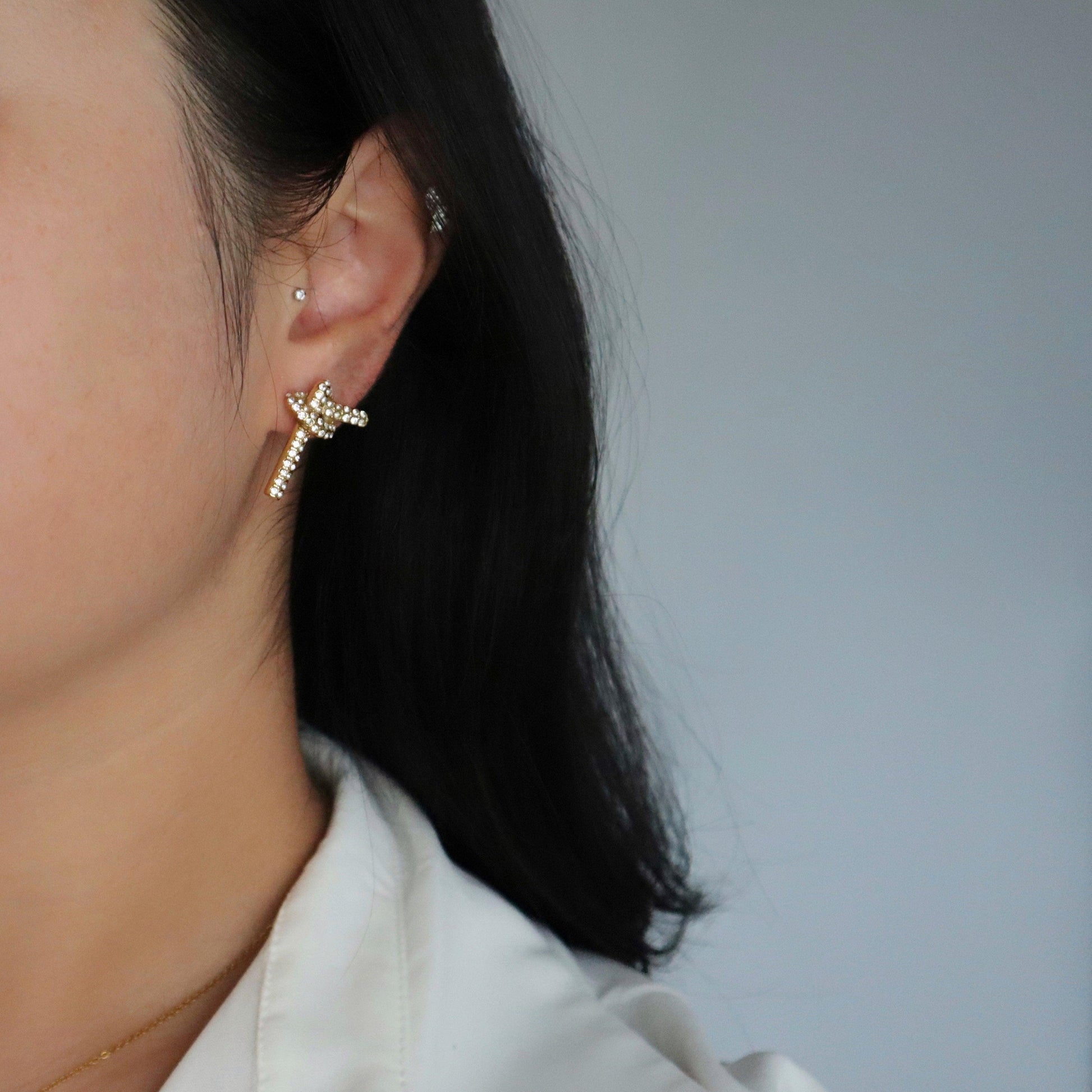 CZ Pave Knotted Earrings - JESSA JEWELRY | GOLD JEWELRY; dainty, affordable gold everyday jewelry. Tarnish free, water-resistant, hypoallergenic. Jewelry for everyday wear
