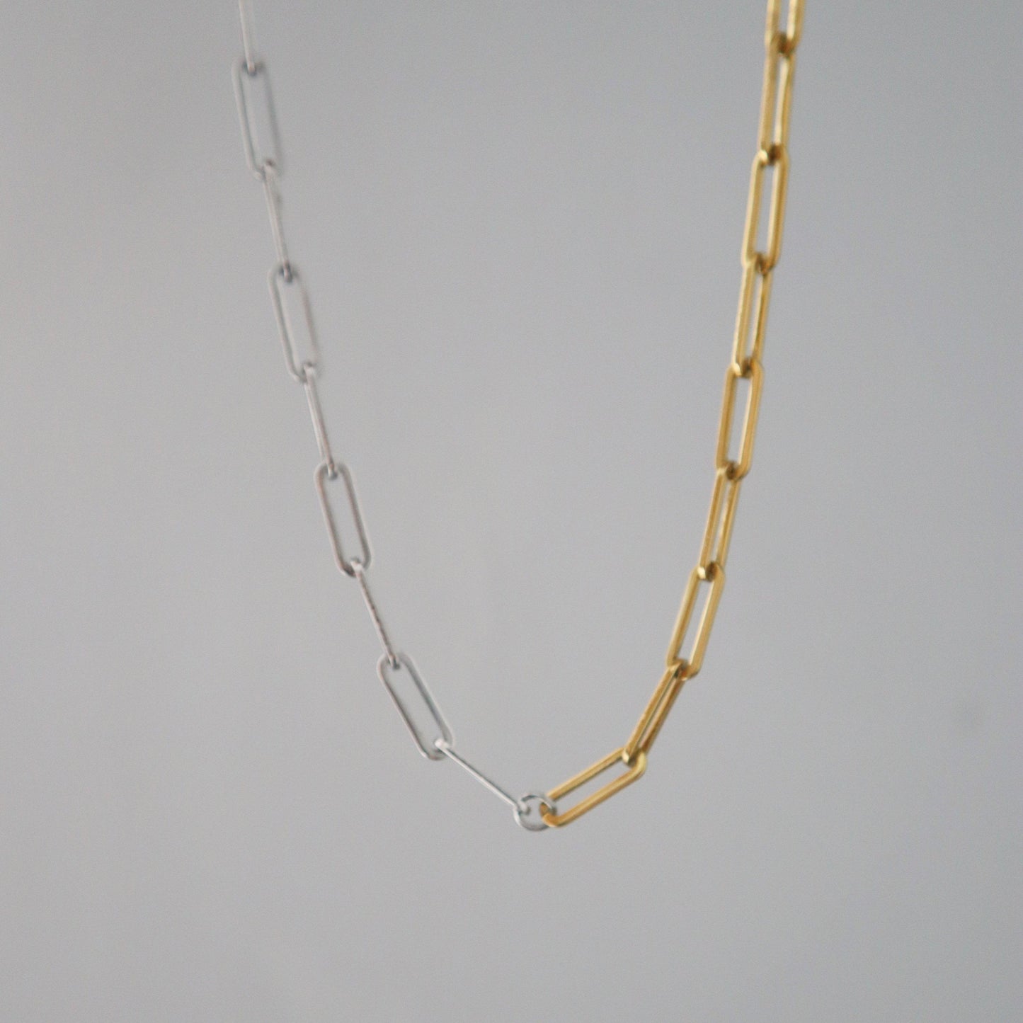 Two Tone Paperclip Chain | Silver & Gold Chain - JESSA JEWELRY | GOLD JEWELRY; dainty, affordable gold everyday jewelry. Tarnish free, water-resistant, hypoallergenic. Jewelry for everyday wear