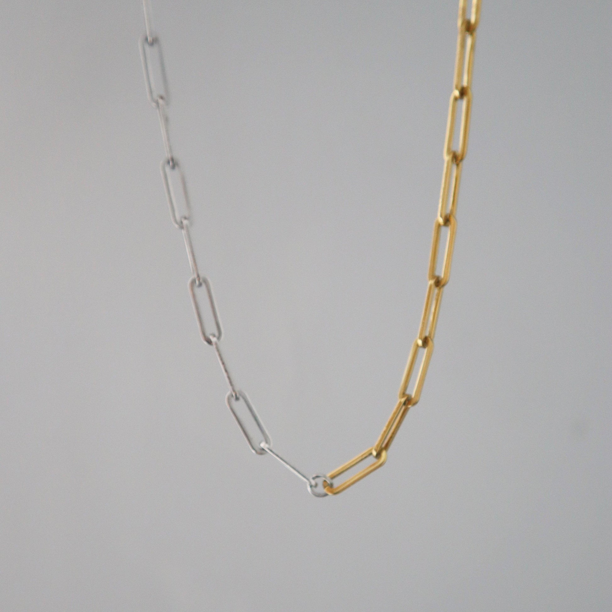 Two Tone Paperclip Chain | Silver & Gold Chain - JESSA JEWELRY | GOLD JEWELRY; dainty, affordable gold everyday jewelry. Tarnish free, water-resistant, hypoallergenic. Jewelry for everyday wear