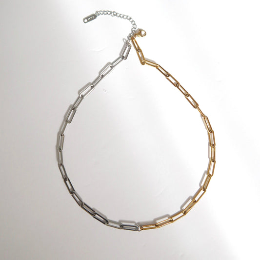 Two Tone Paperclip Chain | Silver & Gold Chain - JESSA JEWELRY | GOLD JEWELRY; dainty, affordable gold everyday jewelry. Tarnish free, water-resistant, hypoallergenic. Jewelry for everyday wear
