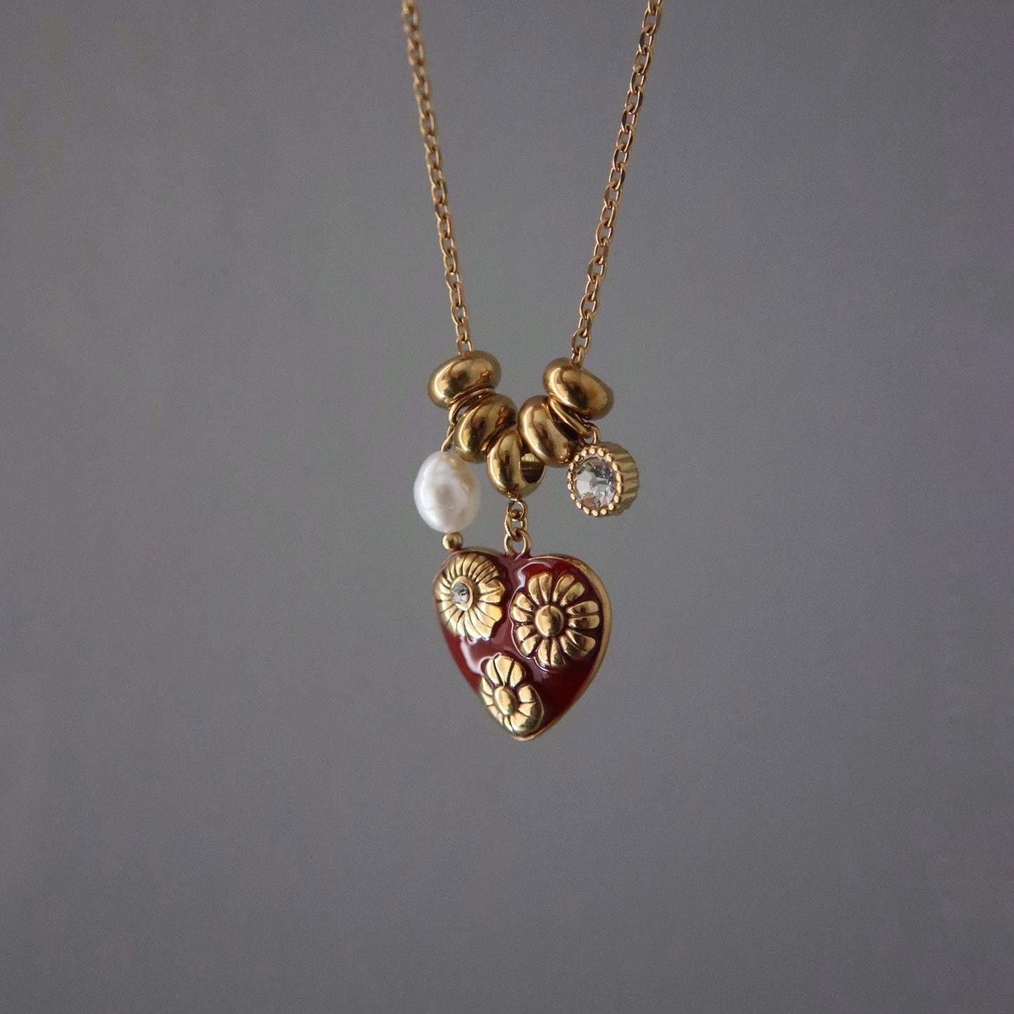 Blooming Heart Charm Necklace