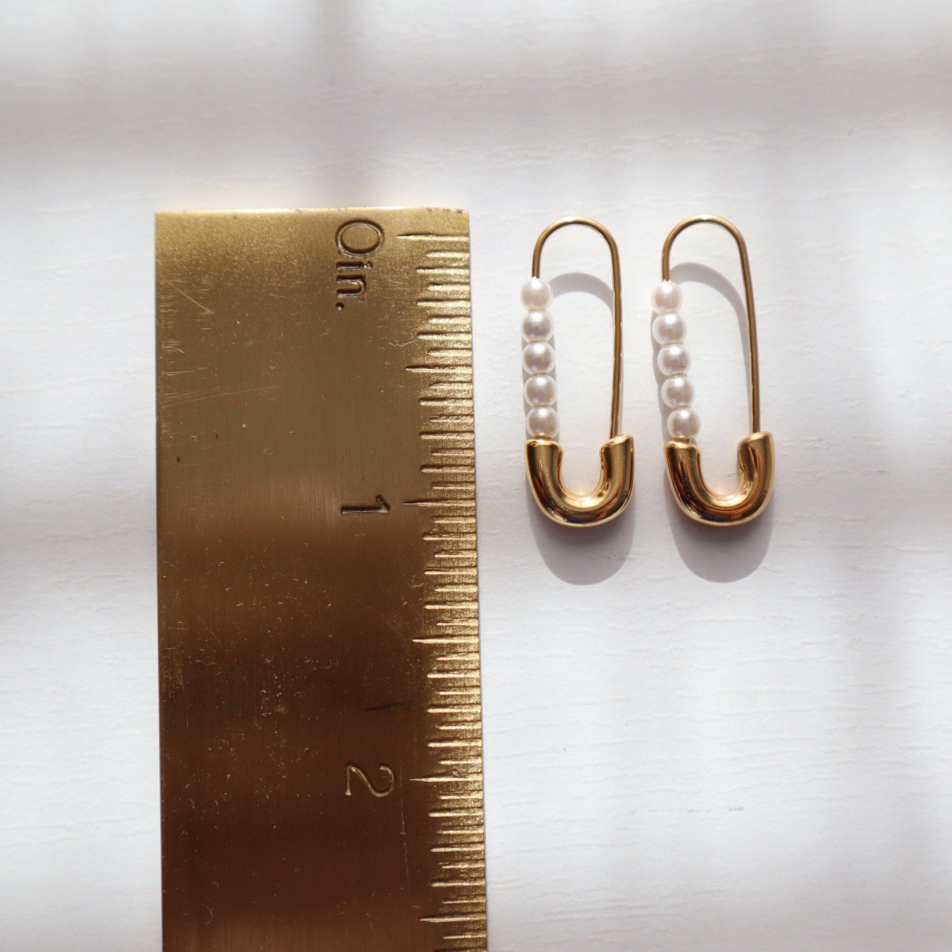 Safety Pin Earrings - JESSA JEWELRY | GOLD JEWELRY; dainty, affordable gold everyday jewelry. Tarnish free, water-resistant, hypoallergenic. Jewelry for everyday wear