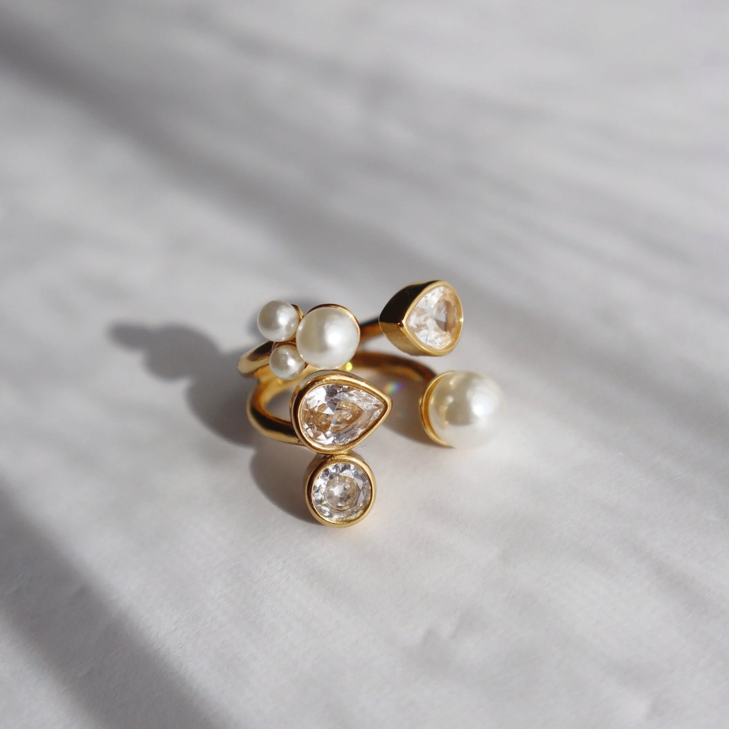 Blossom Ring | Pearl and CZ Ring
