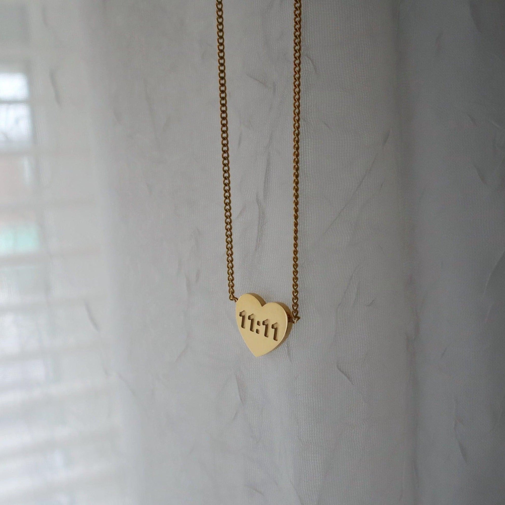 11:11 Heart Necklace | Pendant Necklace - JESSA JEWELRY | GOLD JEWELRY; dainty, affordable gold everyday jewelry. Tarnish free, water-resistant, hypoallergenic. Jewelry for everyday wear