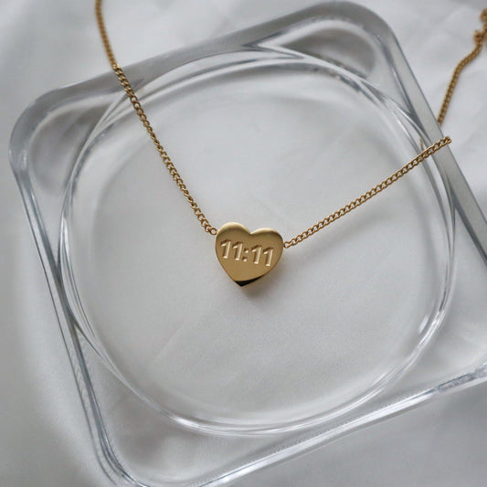 11:11 Heart Necklace | Pendant Necklace - JESSA JEWELRY | GOLD JEWELRY; dainty, affordable gold everyday jewelry. Tarnish free, water-resistant, hypoallergenic. Jewelry for everyday wear