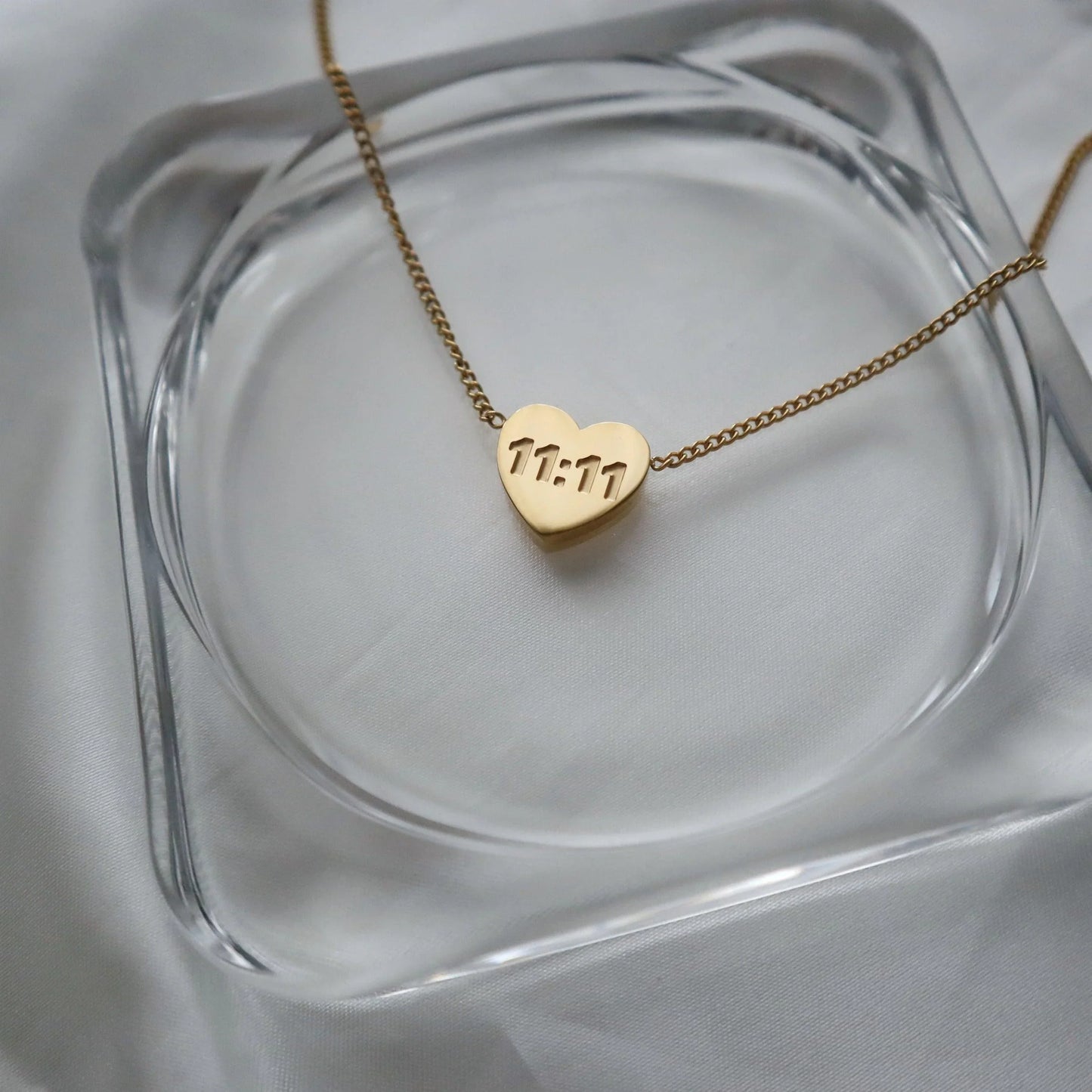 11:11 Heart Necklace | Pendant Necklace - JESSA JEWELRY | GOLD JEWELRY; dainty, affordable gold everyday jewelry. Tarnish free, water-resistant, hypoallergenic. Jewelry for everyday wear