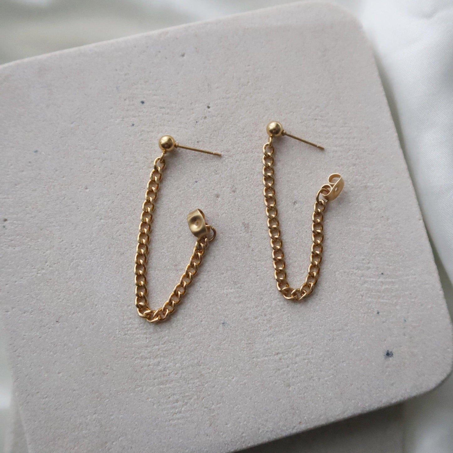 Chain Drop Earrings - JESSA JEWELRY | GOLD JEWELRY; dainty, affordable gold everyday jewelry. Tarnish free, water-resistant, hypoallergenic. Jewelry for everyday wear