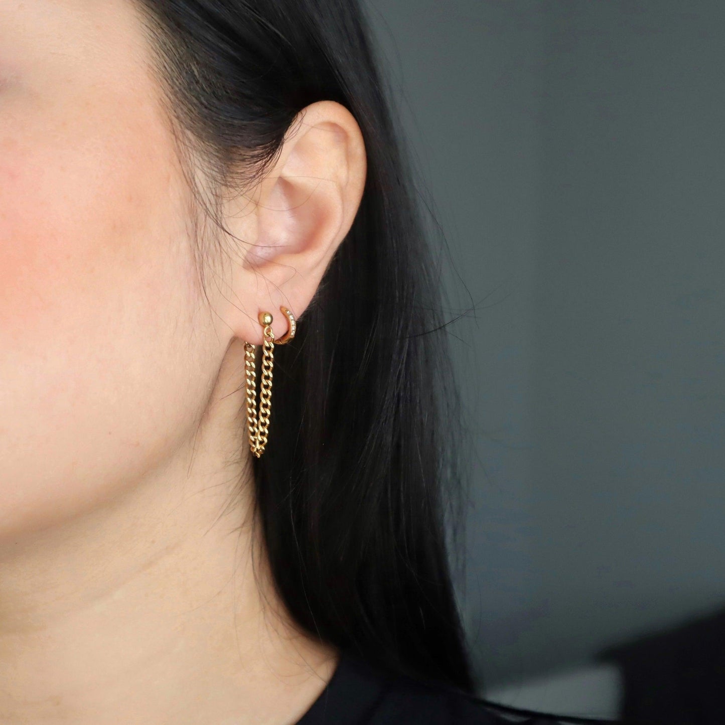 Chain Drop Earrings - JESSA JEWELRY | GOLD JEWELRY; dainty, affordable gold everyday jewelry. Tarnish free, water-resistant, hypoallergenic. Jewelry for everyday wear