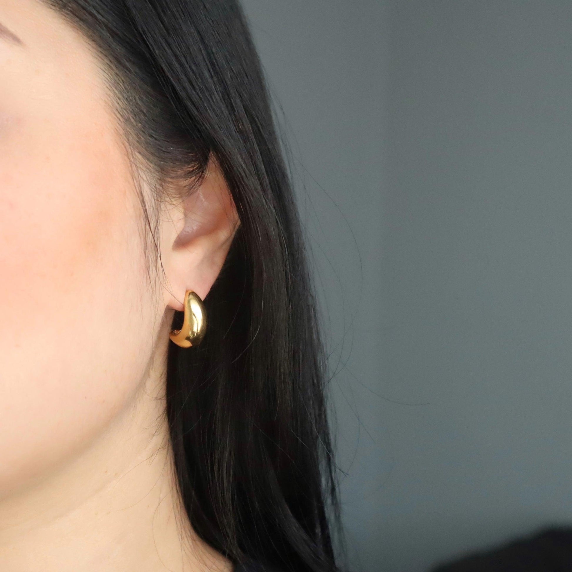Crescent Earrings - JESSA JEWELRY | GOLD JEWELRY; dainty, affordable gold everyday jewelry. Tarnish free, water-resistant, hypoallergenic. Jewelry for everyday wear