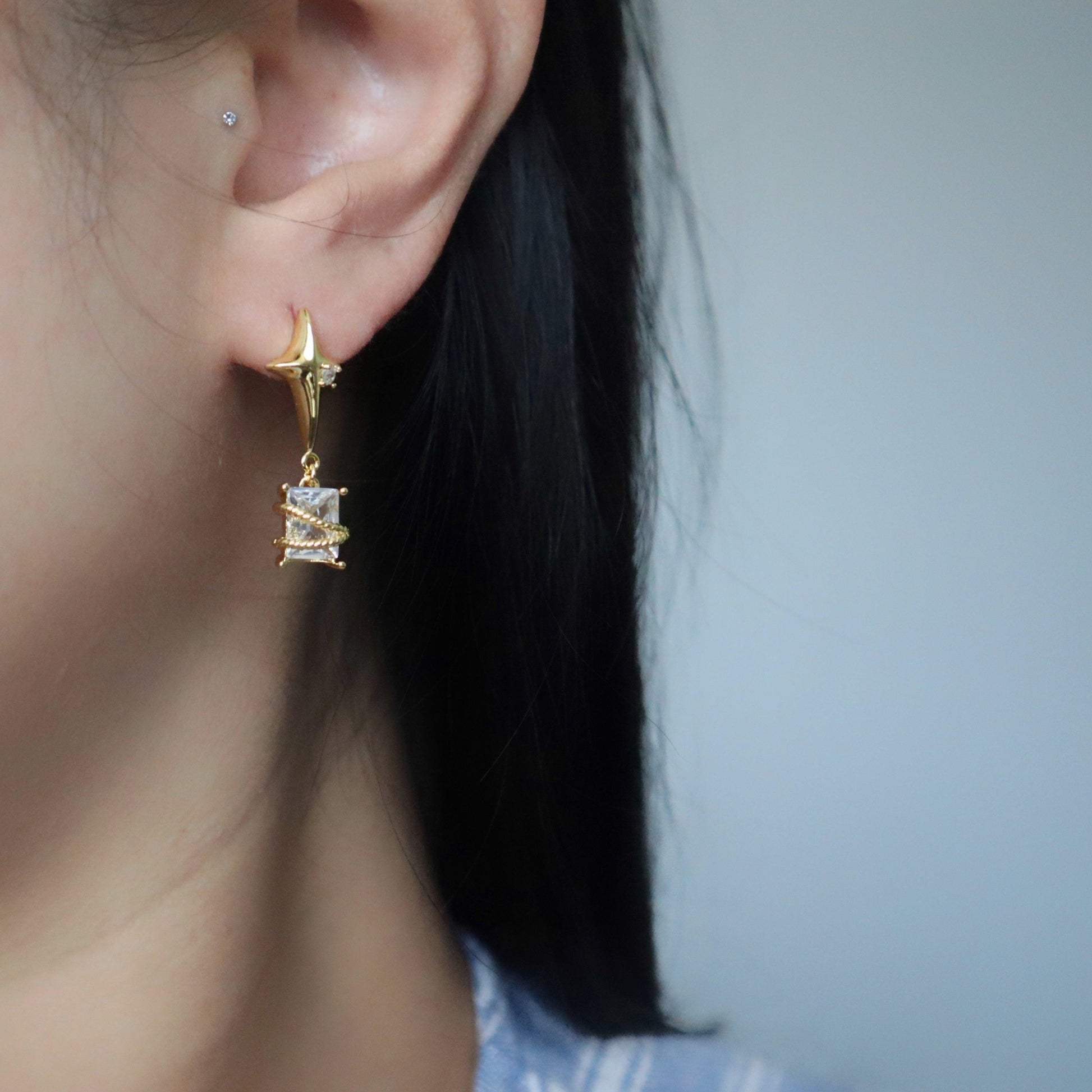 Starlight Dangle Earrings | Zircon Statement Earrings - JESSA JEWELRY | GOLD JEWELRY; dainty, affordable gold everyday jewelry. Tarnish free, water-resistant, hypoallergenic. Jewelry for everyday wear