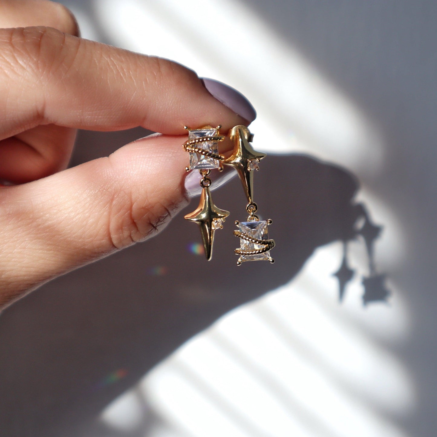 Starlight Dangle Earrings | Zircon Statement Earrings - JESSA JEWELRY | GOLD JEWELRY; dainty, affordable gold everyday jewelry. Tarnish free, water-resistant, hypoallergenic. Jewelry for everyday wear