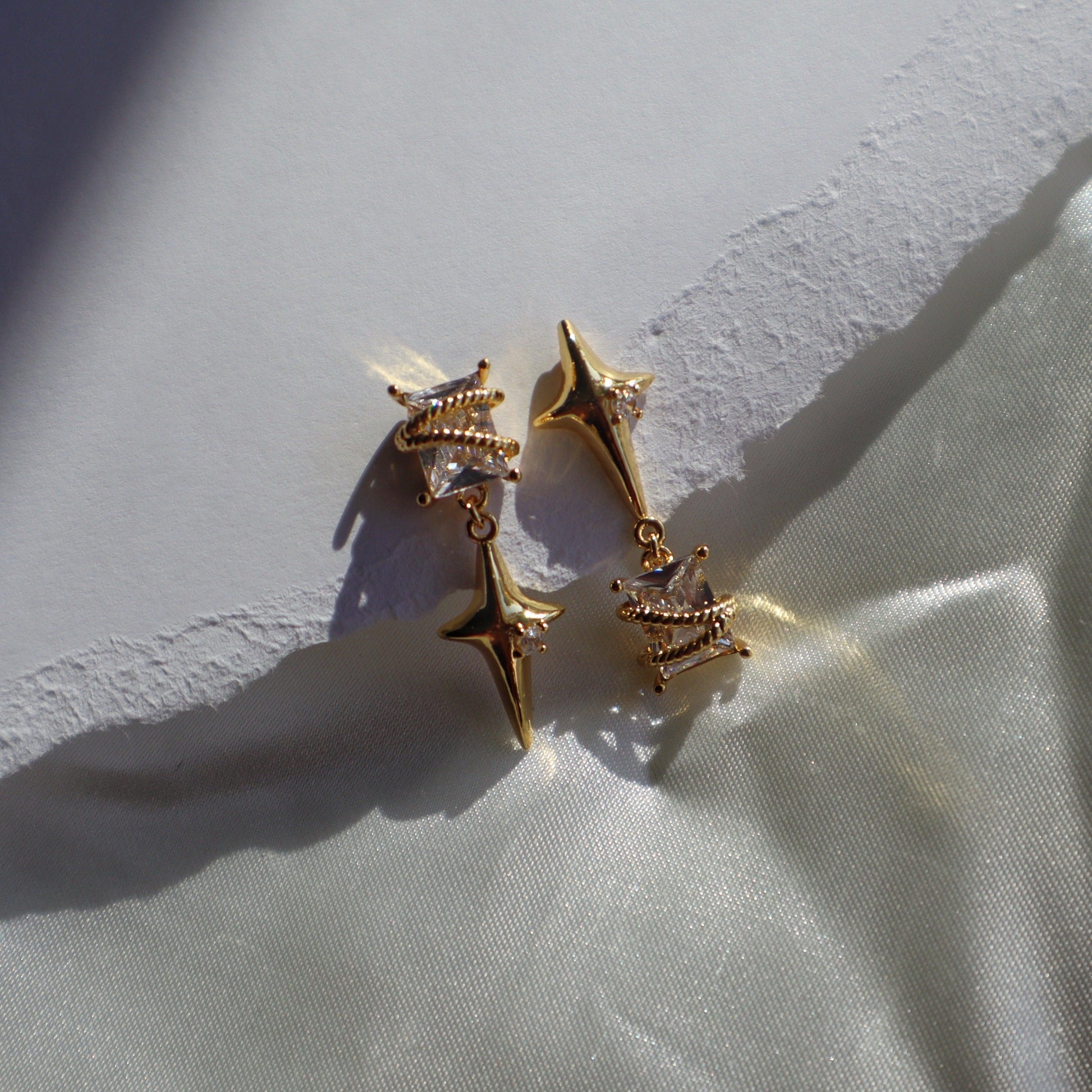 Starlight Dangle Earrings | Zircon Statement Earrings - JESSA JEWELRY | GOLD JEWELRY; dainty, affordable gold everyday jewelry. Tarnish free, water-resistant, hypoallergenic. Jewelry for everyday wear