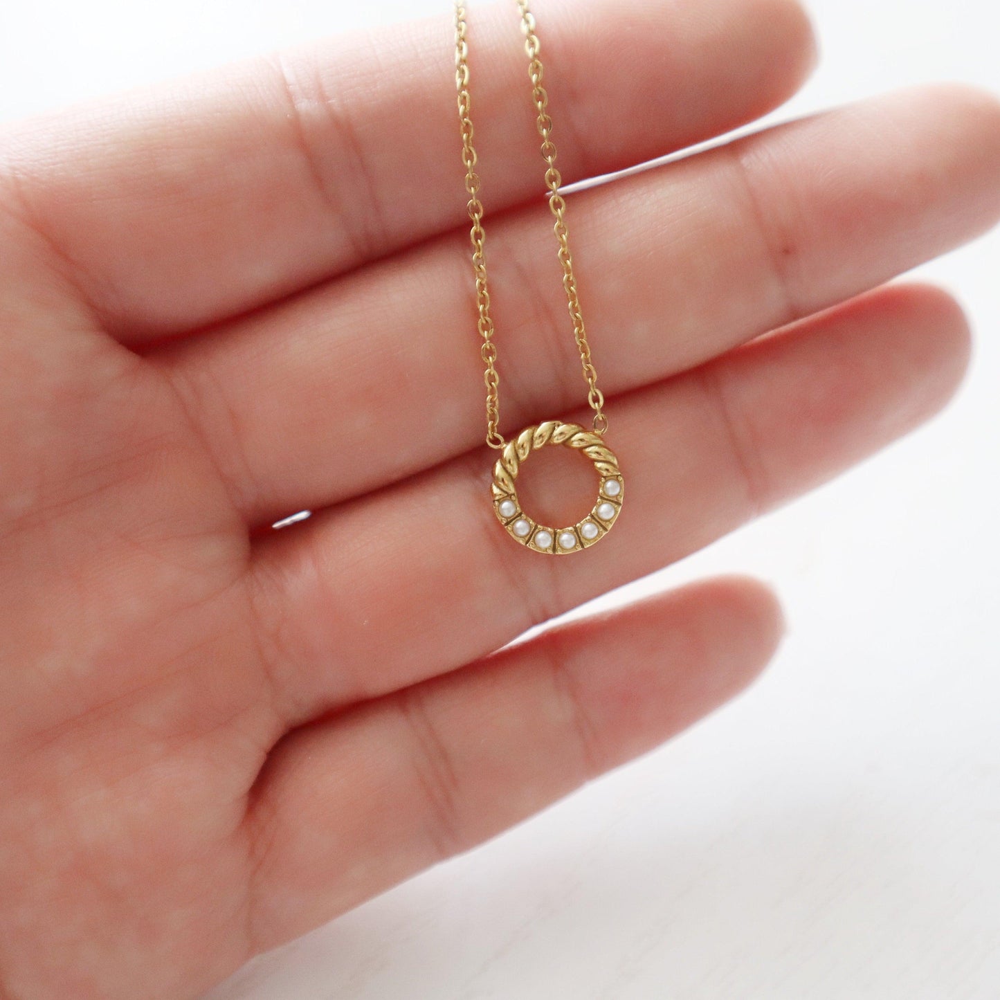 Chloe Necklace | Pearl Pendant Necklace - JESSA JEWELRY | GOLD JEWELRY; dainty, affordable gold everyday jewelry. Tarnish free, water-resistant, hypoallergenic. Jewelry for everyday wear