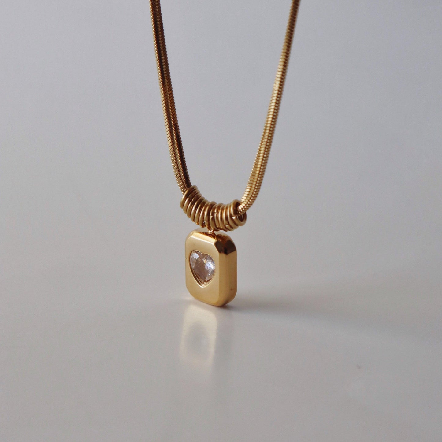 Double Chain Heart Pendant Necklace