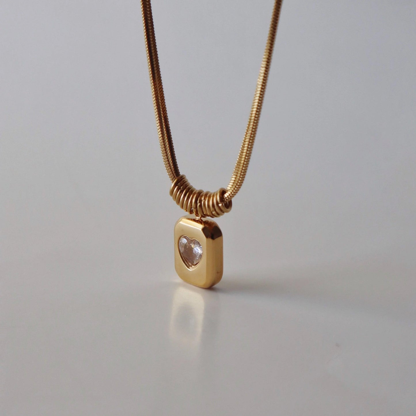 Double Chain Heart Pendant Necklace