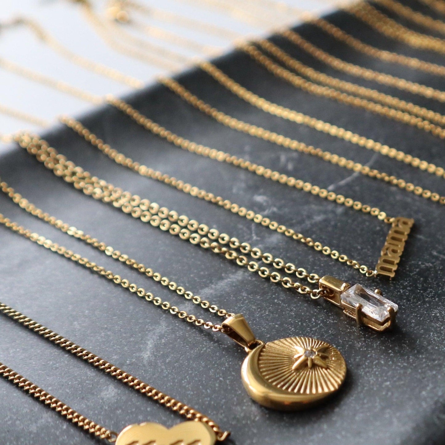 Vintage Moon and Star Necklace | Pendant Necklace - JESSA JEWELRY | GOLD JEWELRY; dainty, affordable gold everyday jewelry. Tarnish free, water-resistant, hypoallergenic. Jewelry for everyday wear