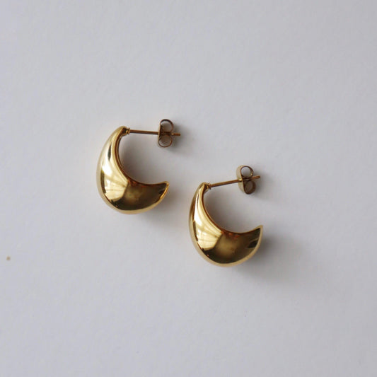 Crescent Earrings - JESSA JEWELRY | GOLD JEWELRY; dainty, affordable gold everyday jewelry. Tarnish free, water-resistant, hypoallergenic. Jewelry for everyday wear
