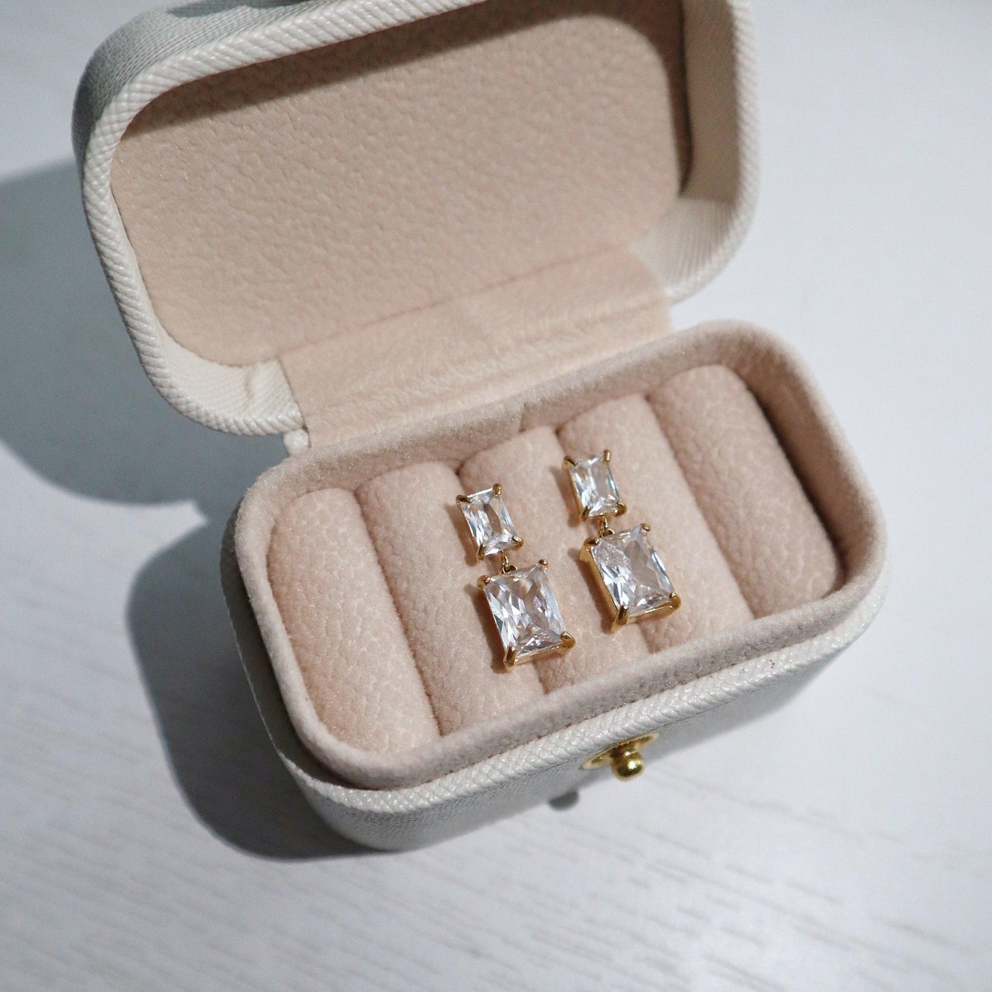 Evelina Earrings | Zircon Dangle Earrings - JESSA JEWELRY | GOLD JEWELRY; dainty, affordable gold everyday jewelry. Tarnish free, water-resistant, hypoallergenic. Jewelry for everyday wear