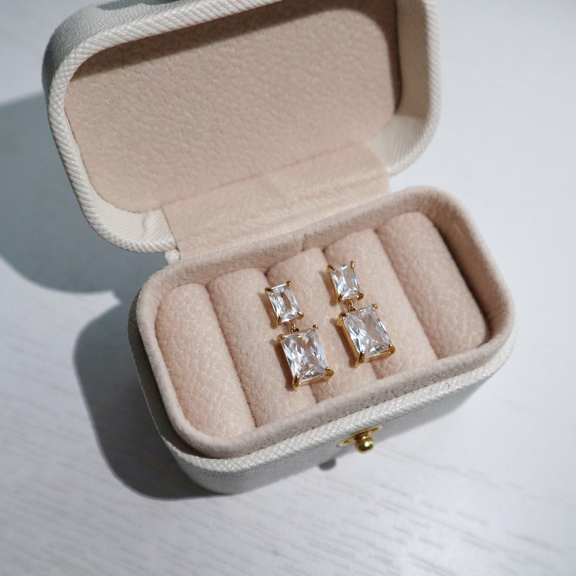 Evelina Earrings | Zircon Dangle Earrings - JESSA JEWELRY | GOLD JEWELRY; dainty, affordable gold everyday jewelry. Tarnish free, water-resistant, hypoallergenic. Jewelry for everyday wear